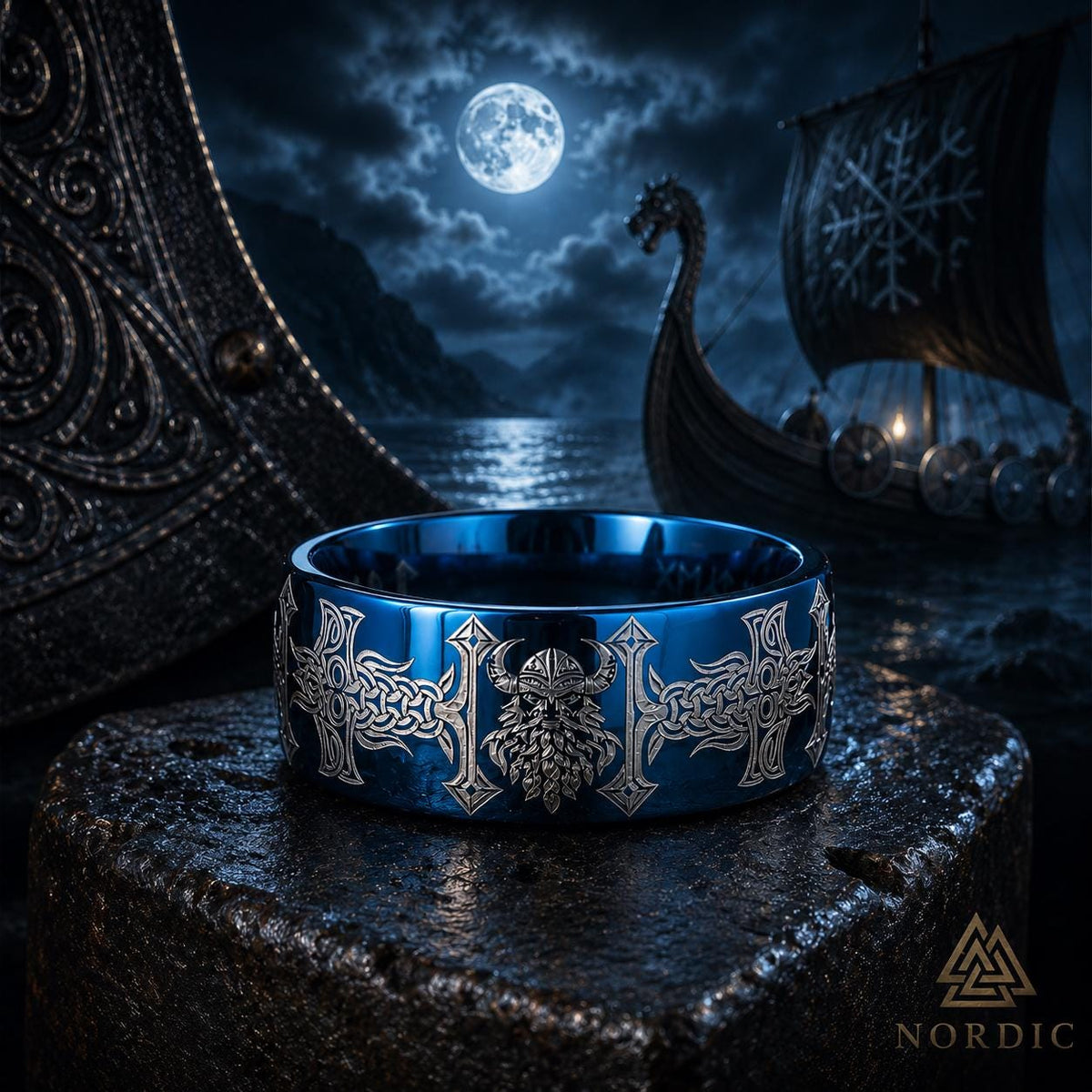 Viking Thor's Hammer Ring - Sterling Silver Hammer of Thor Ring, Viking Mjolnir Band, Norse