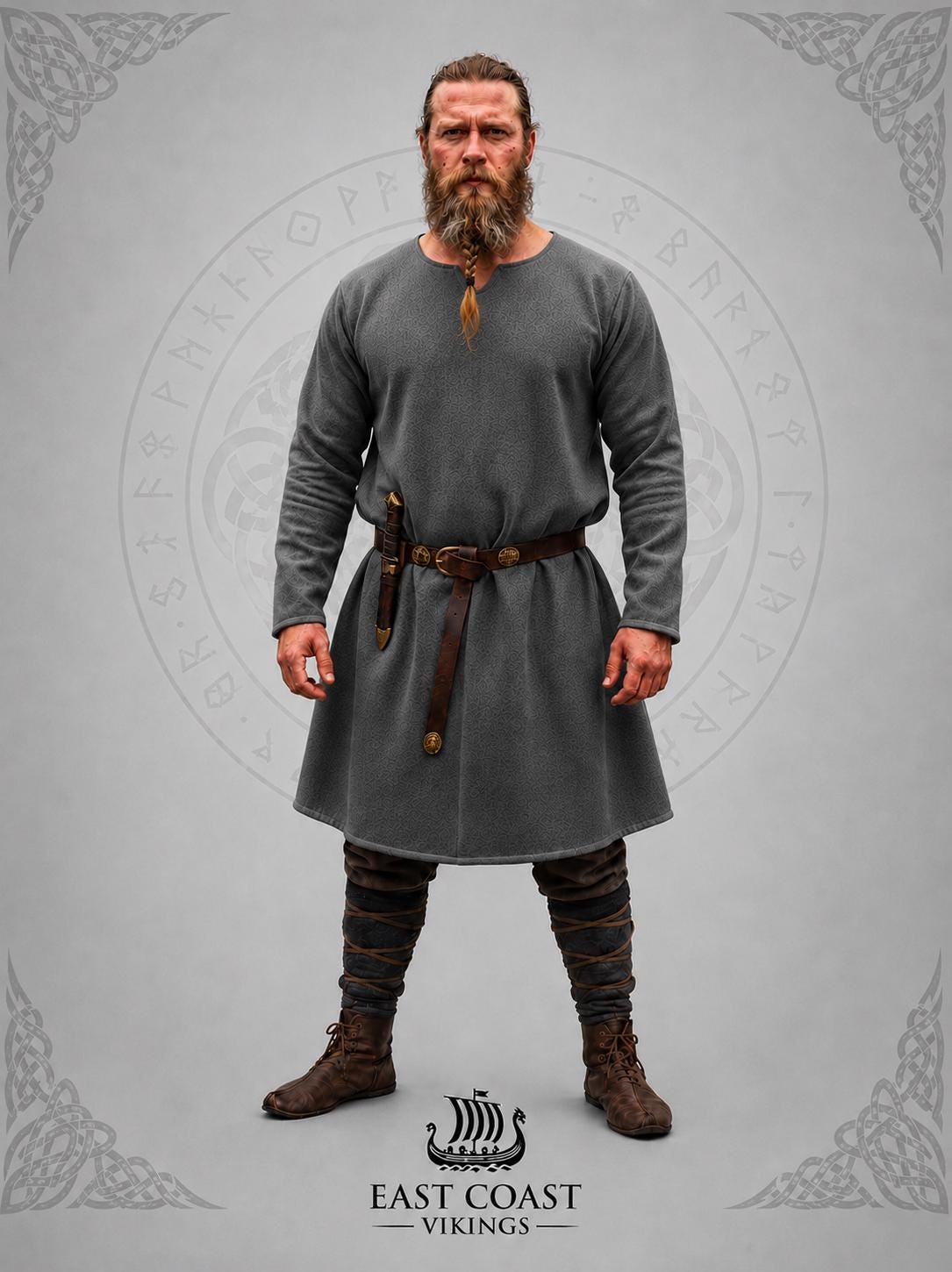 Viking T-Shirt - Embroidered Viking Tunic: Pure Lambs wool with cotton Lining, Reenactment Garb