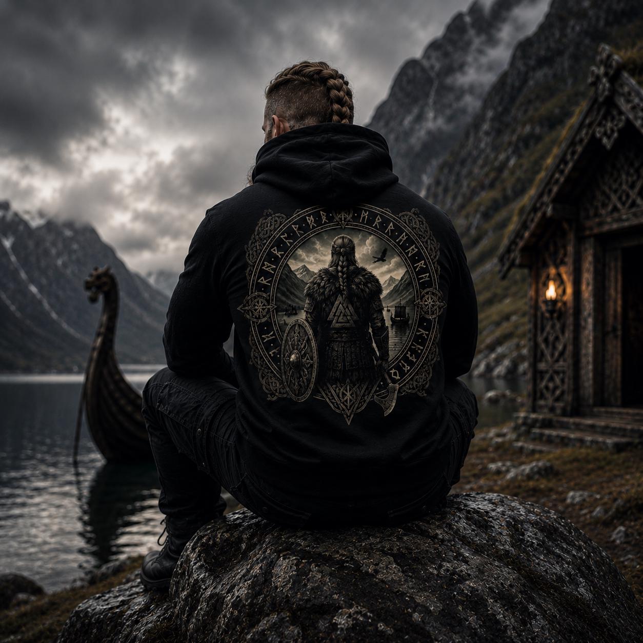 Viking Rune Hoodie - Viking Warrior Hoodie, Norse Mythology Sweatshirt, Nordic Rune Hoodie
