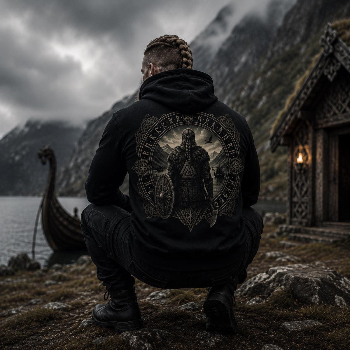 Viking Rune Hoodie - Viking Warrior Hoodie, Norse Mythology Sweatshirt, Nordic Rune Hoodie