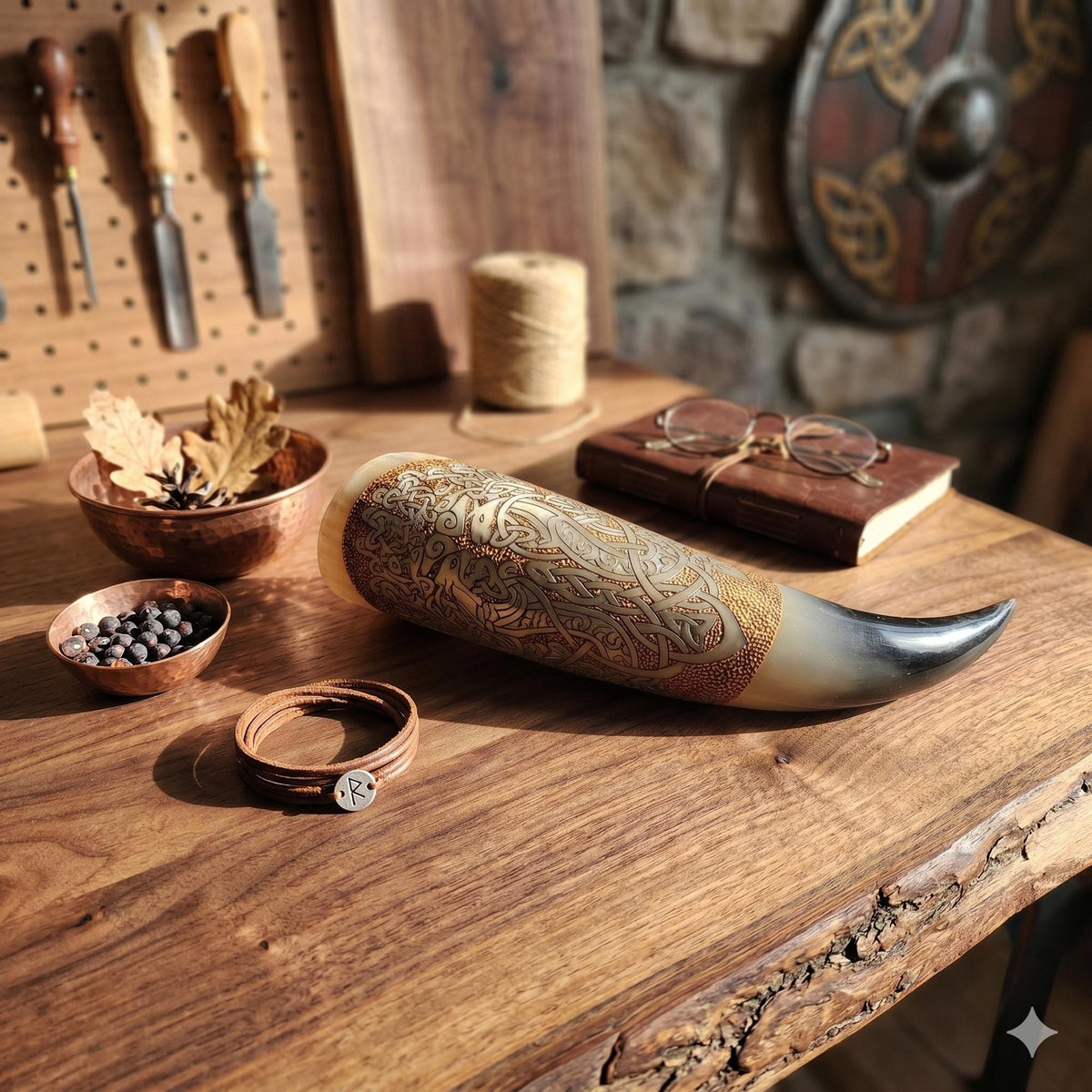 Viking Raven Mug - Norse Raven Horn Mug – Handmade Viking Drinking Cup for Mead, Beer & Medieval