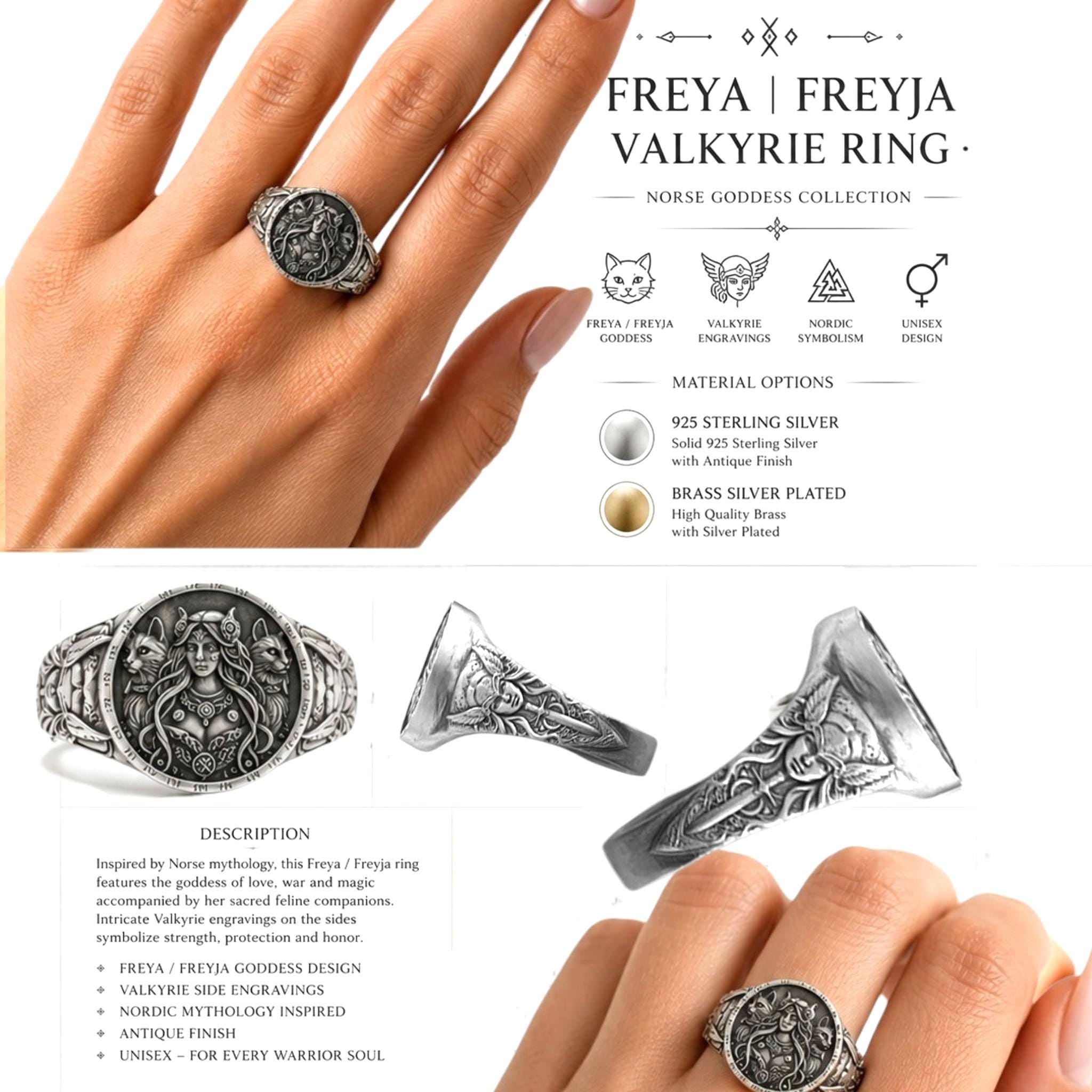 Viking Necklace - Norse Goddess Freya Coin Pendant, Viking Mythology, Freyja Sterling Silver Brass