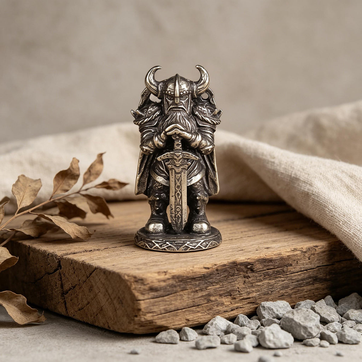 Viking Home Decor - Handmade Mini Bronze Viking Statue - Retro Desktop Decoration, Gothic Small