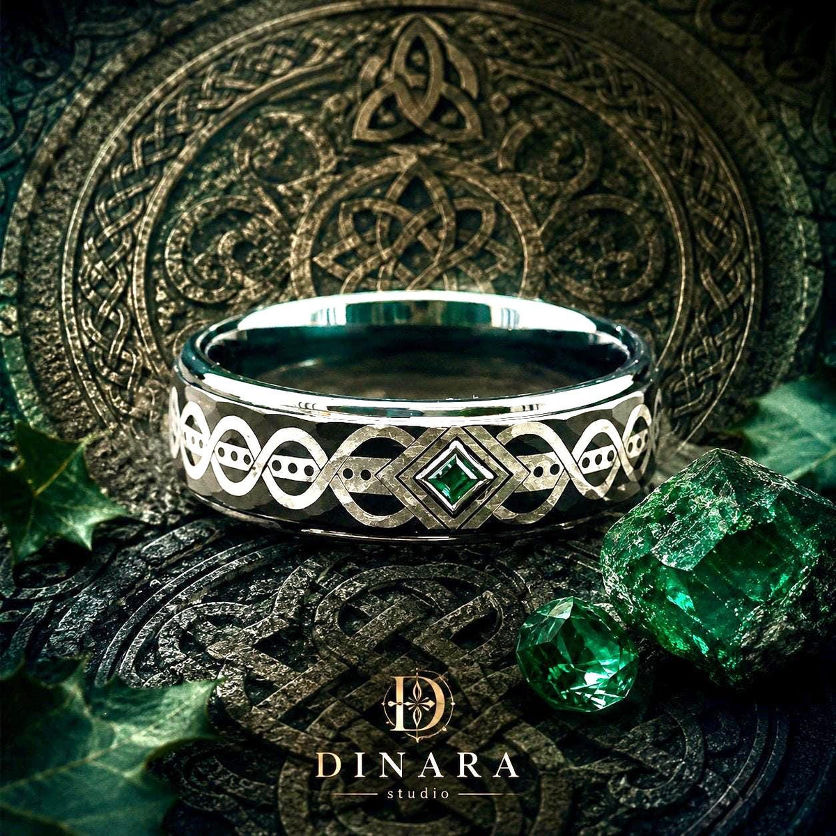 Viking Ring - Handcrafted Norse Gold Ring with Ornament, Ancient Norse Jewelry Reconstruction