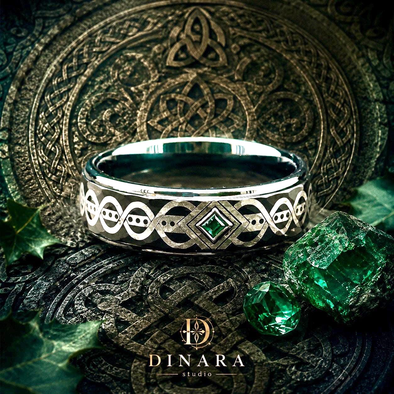 Viking Raven Ring - Raven Celtic Knot Ring, Viking Raven Band, Oxidized Silver Ring, Norse Celtic