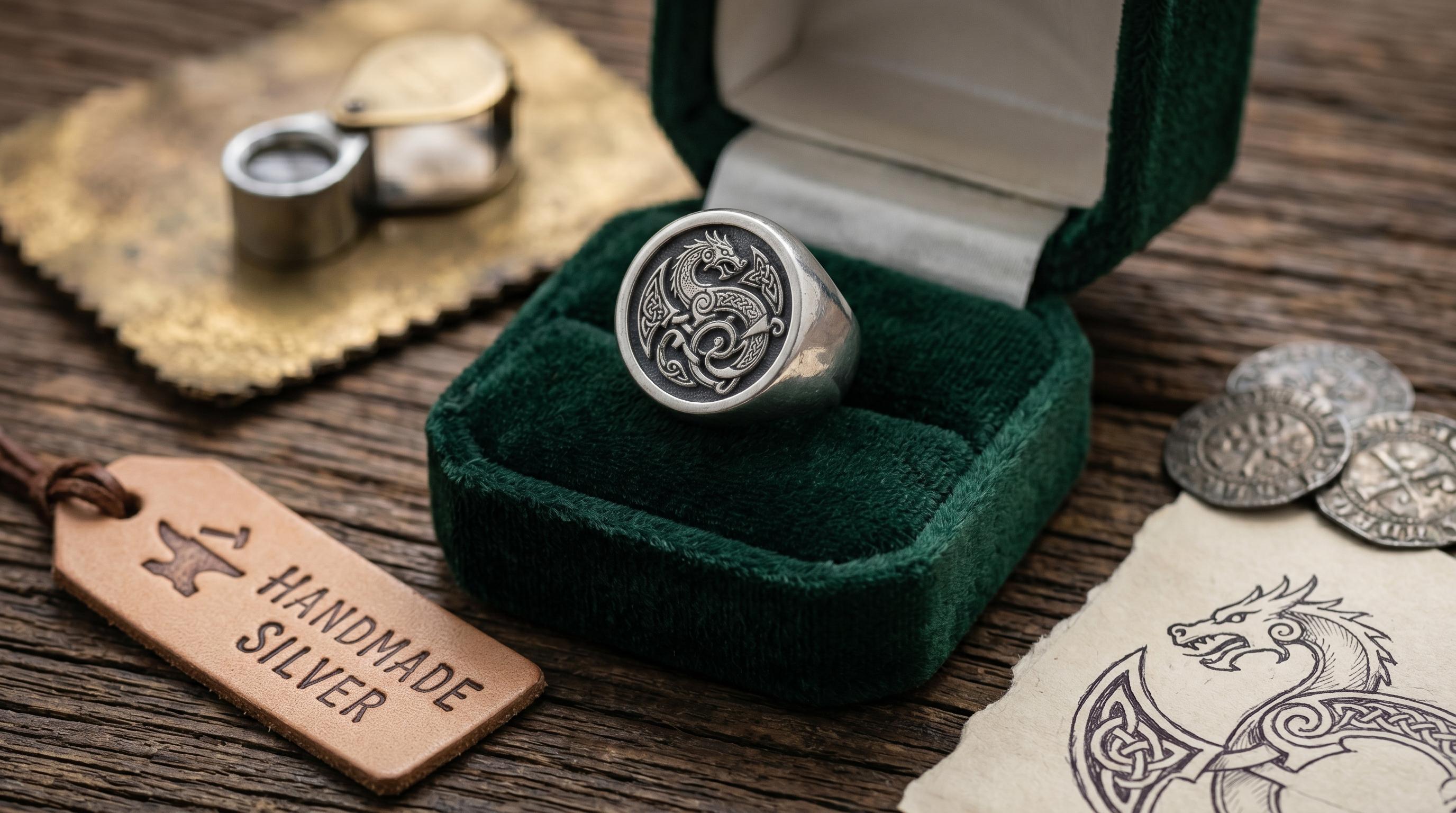 Viking Rune Ring - Engraved Viking Rune Ring, Hammered Sterling Silver Futhark Band, Ancient Norse