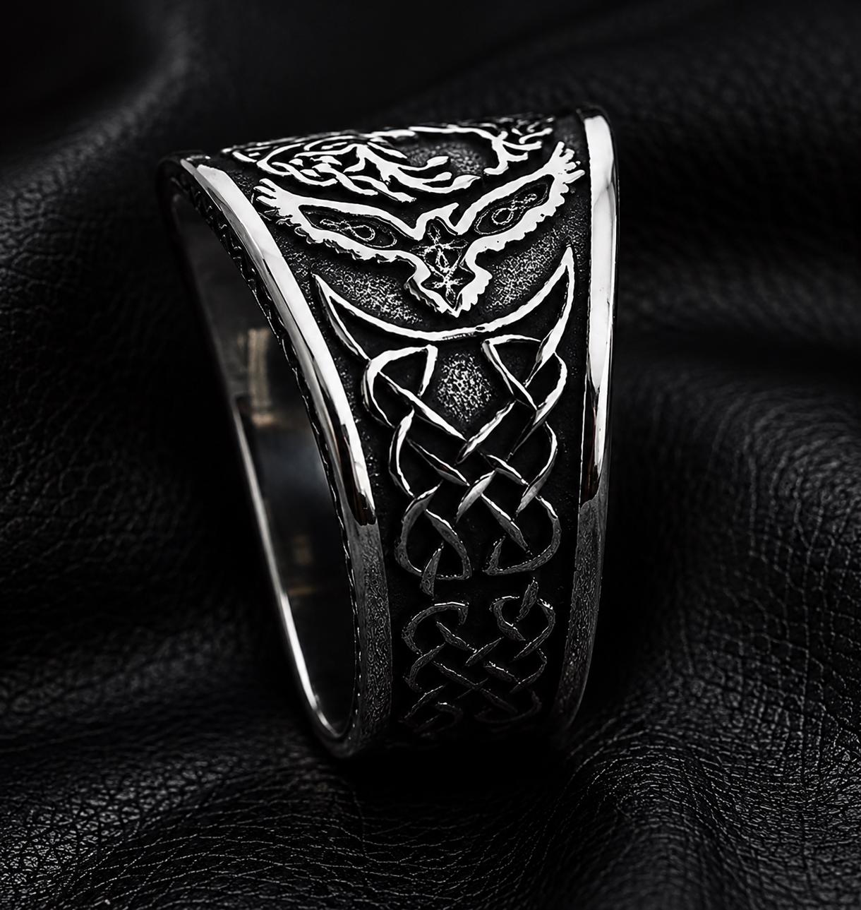 Viking Raven Ring - Viking Tree of Life Ring – Nordic Raven Signet Ring