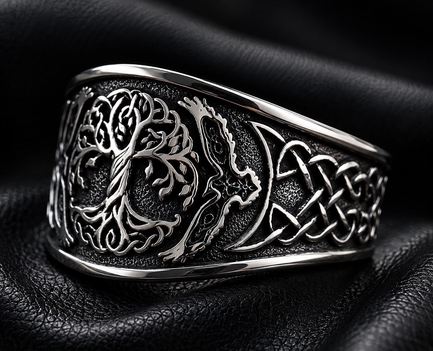 Viking Rune Ring Set of 3 · Norse Stainless Steel Band · Elder Futhark · Nordic Warrior Ring Men