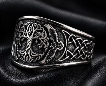 Viking Raven Ring - Viking Tree of Life Ring – Nordic Raven Signet Ring