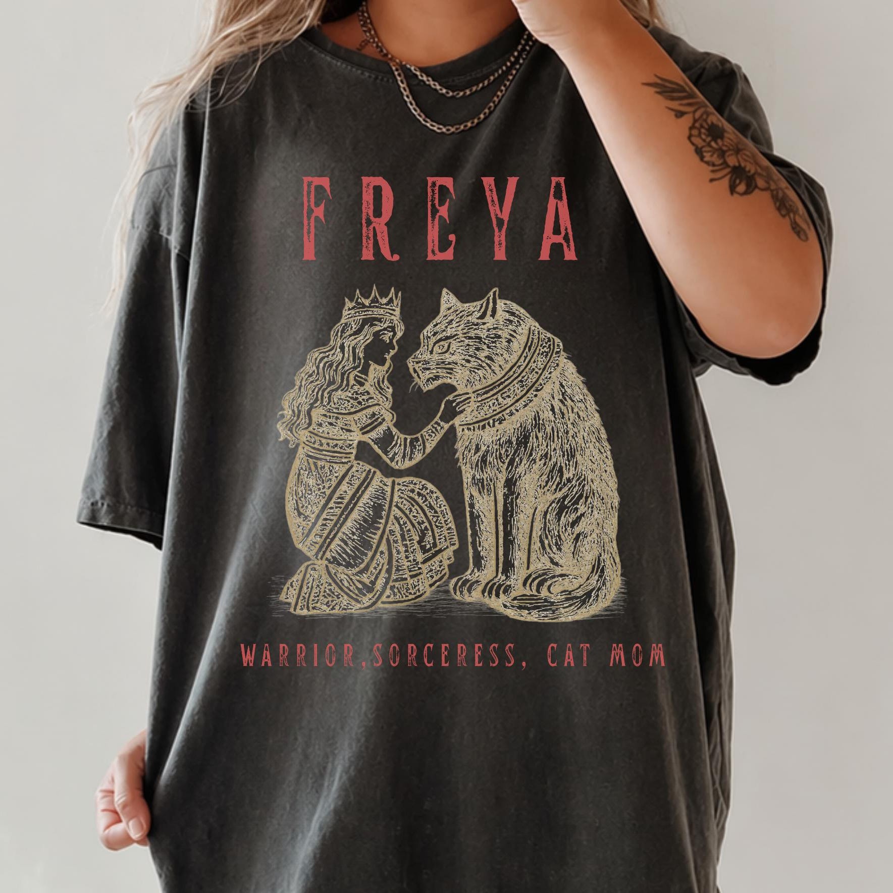 Viking T-Shirt - Viking Goddess Freya T-Shirt, Norse Mythology Warrior Sorceress Tee, Goth Grunge