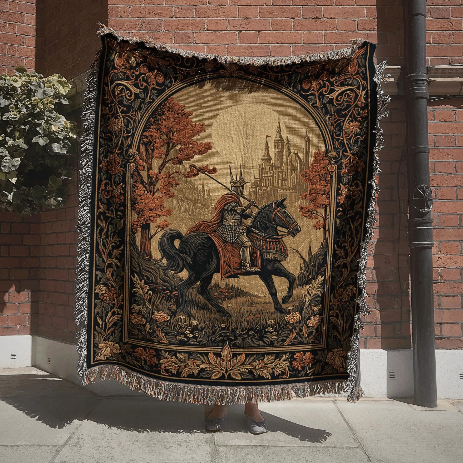 Viking Raven Blanket - Viking Longship Tapestry Wall Hanging Norse Raven Fjord Wall Art Large Wall