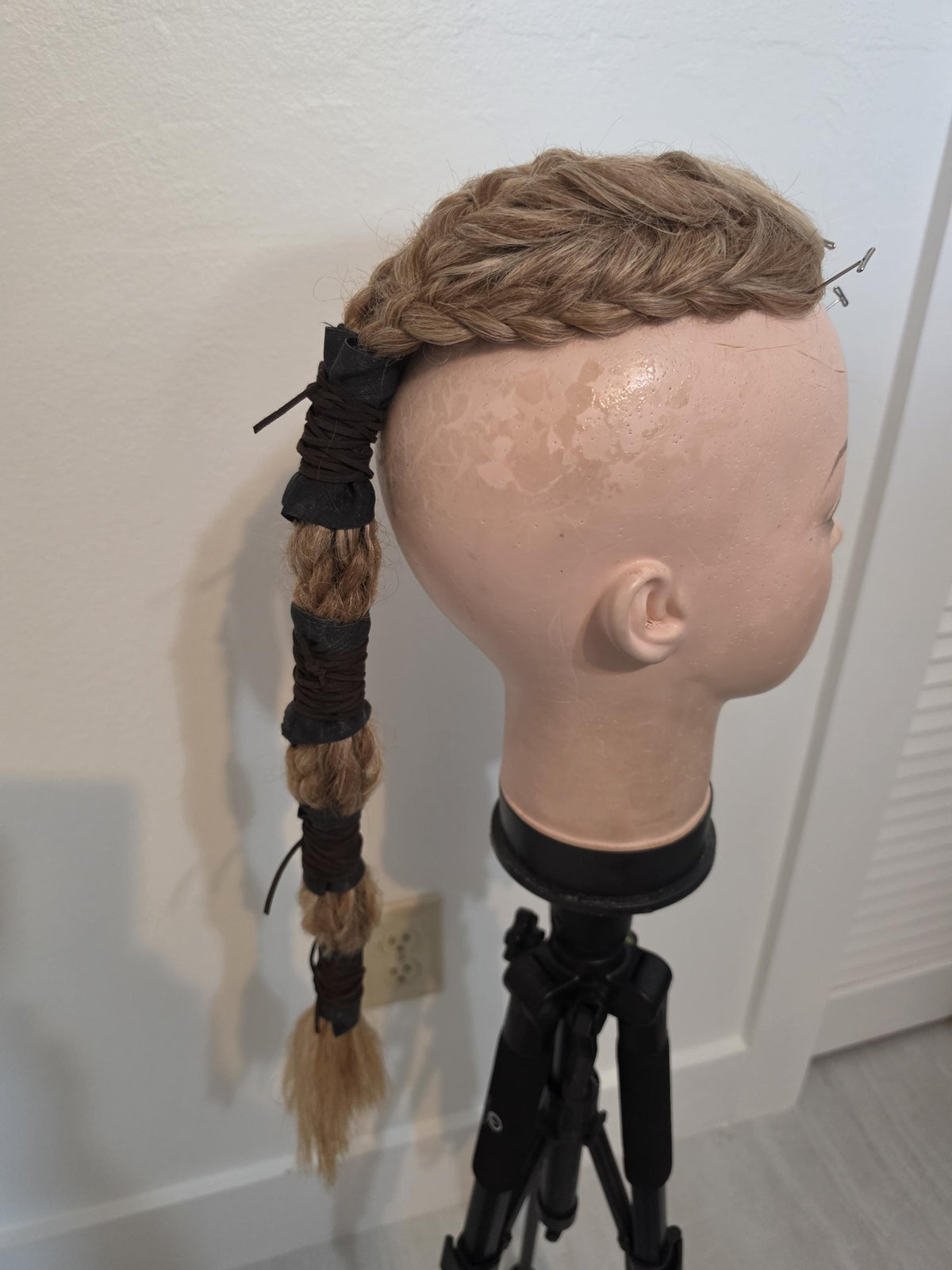 Viking Costume & LARP - Ragnar Viking Warrior battle mohawk leather braid hairpiece Viking wig