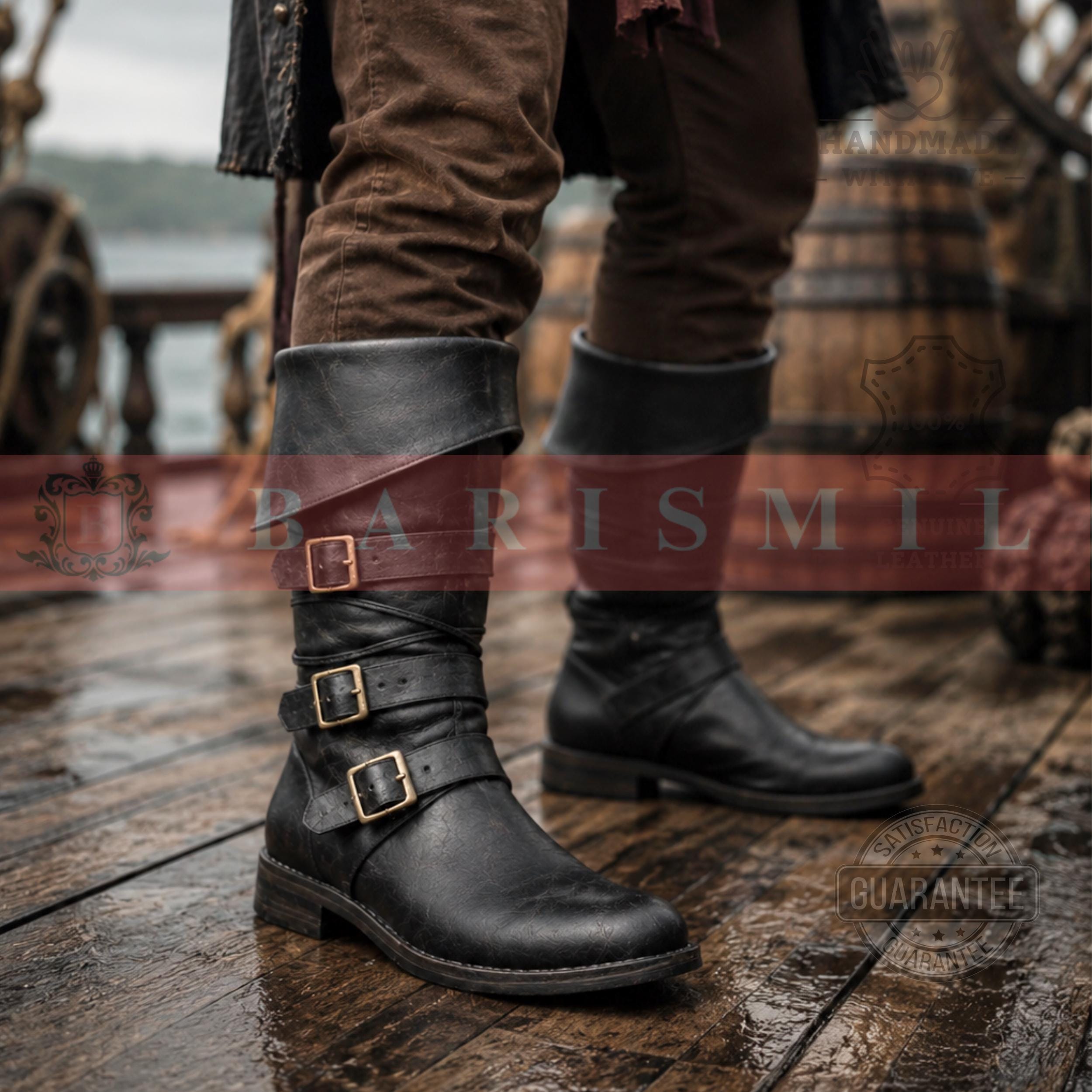 Viking Boots - Handmade Viking Leather Boots – Fur Trim Medieval Warrior Footwear