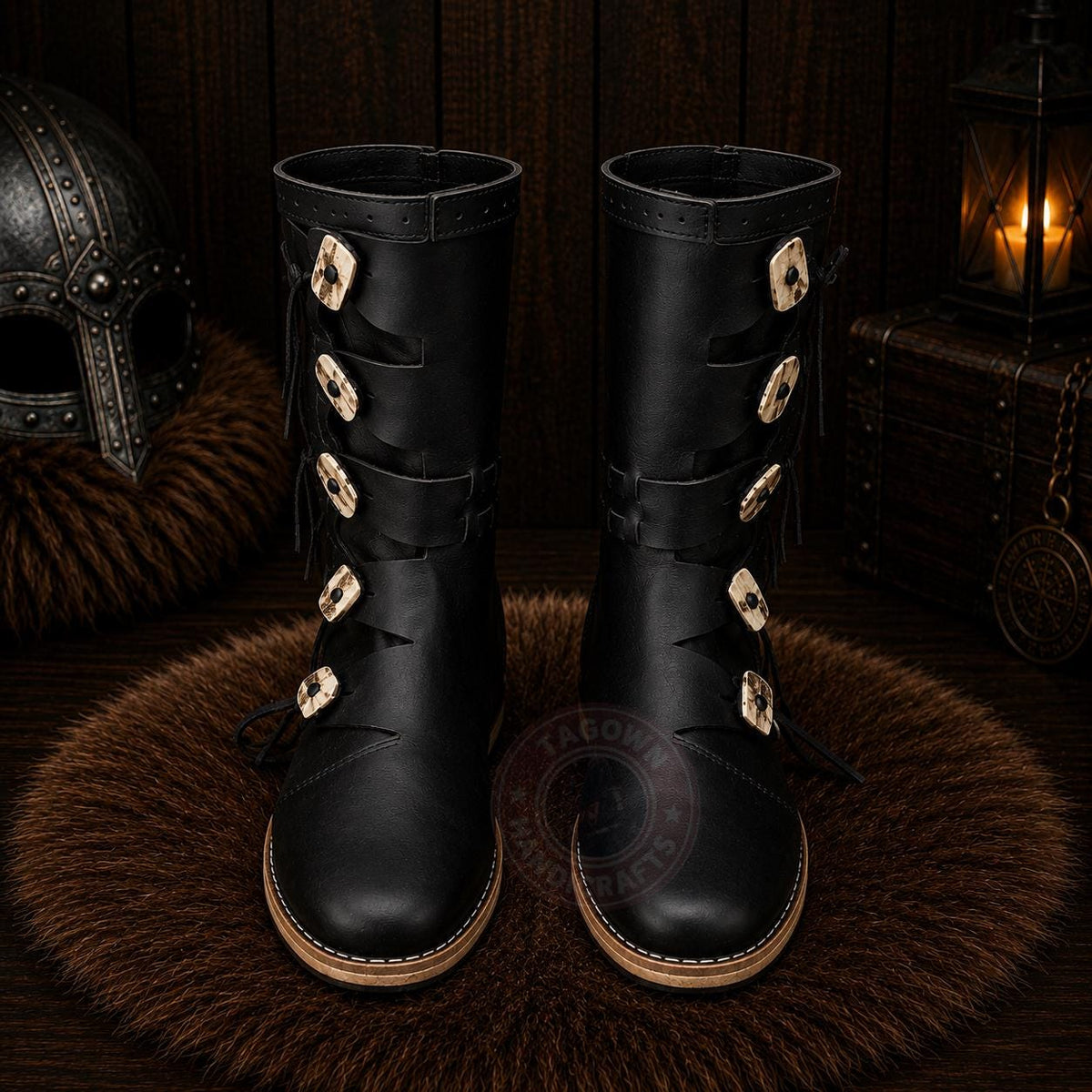 Viking Boots - Handmade Viking Leather Boots, Medieval Knee High Norse Warrior Footwear, LARP