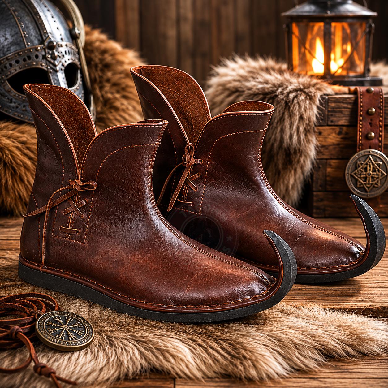 Viking Boots - Handmade Viking Leather Boots, Medieval Knee High Norse Warrior Footwear, LARP
