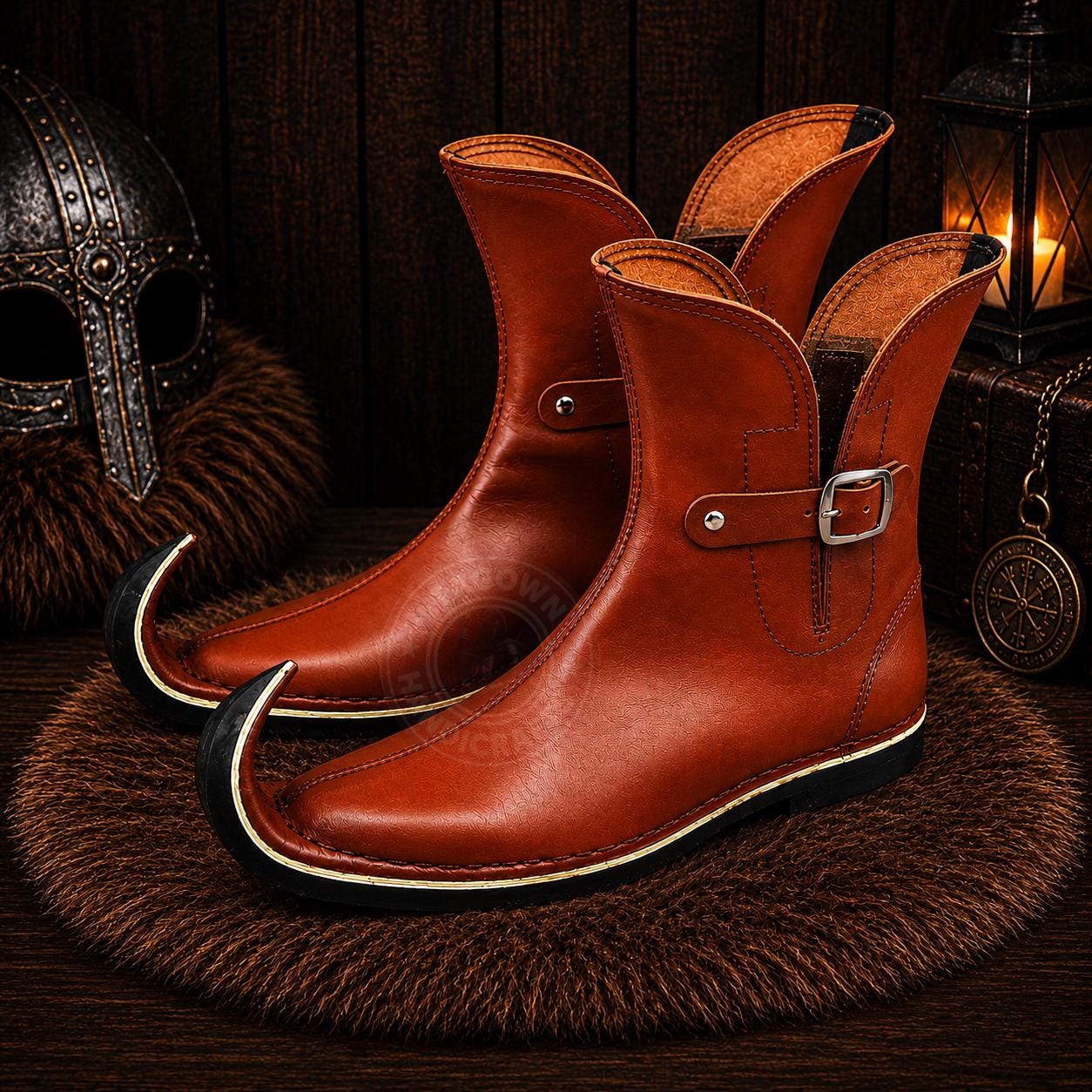 Viking Boots - Handmade Viking Leather Boots, Medieval Knee High Norse Warrior Footwear, LARP