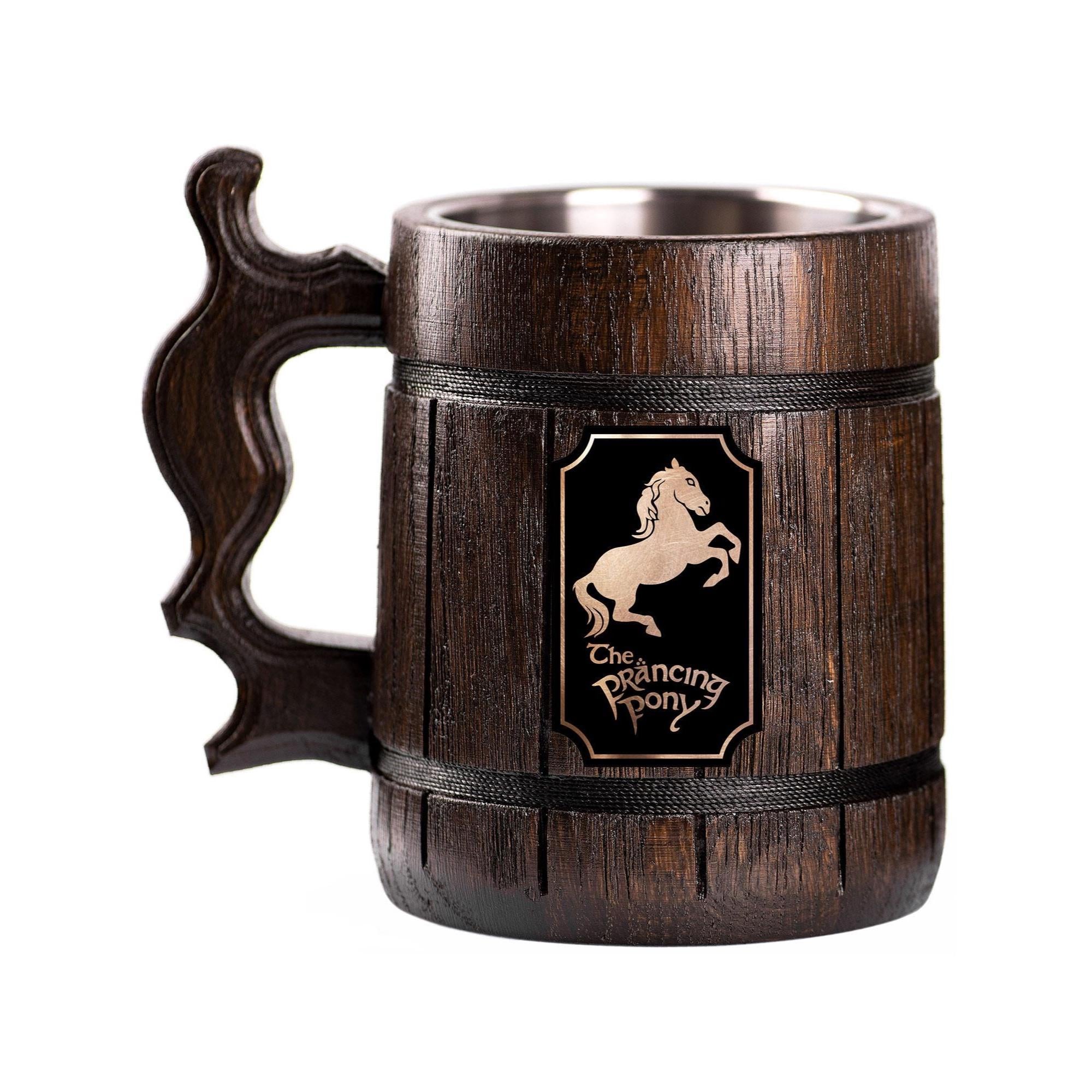 Viking Wolf Mug - Medieval Fantasy Beer Mug – Embossed Ceramic Tankard with Wolf Crest, Large