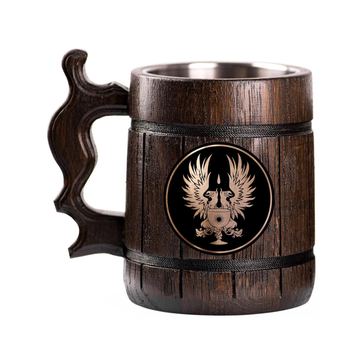 Viking Wolf Mug - Medieval Fantasy Beer Mug – Embossed Ceramic Tankard with Wolf Crest, Large