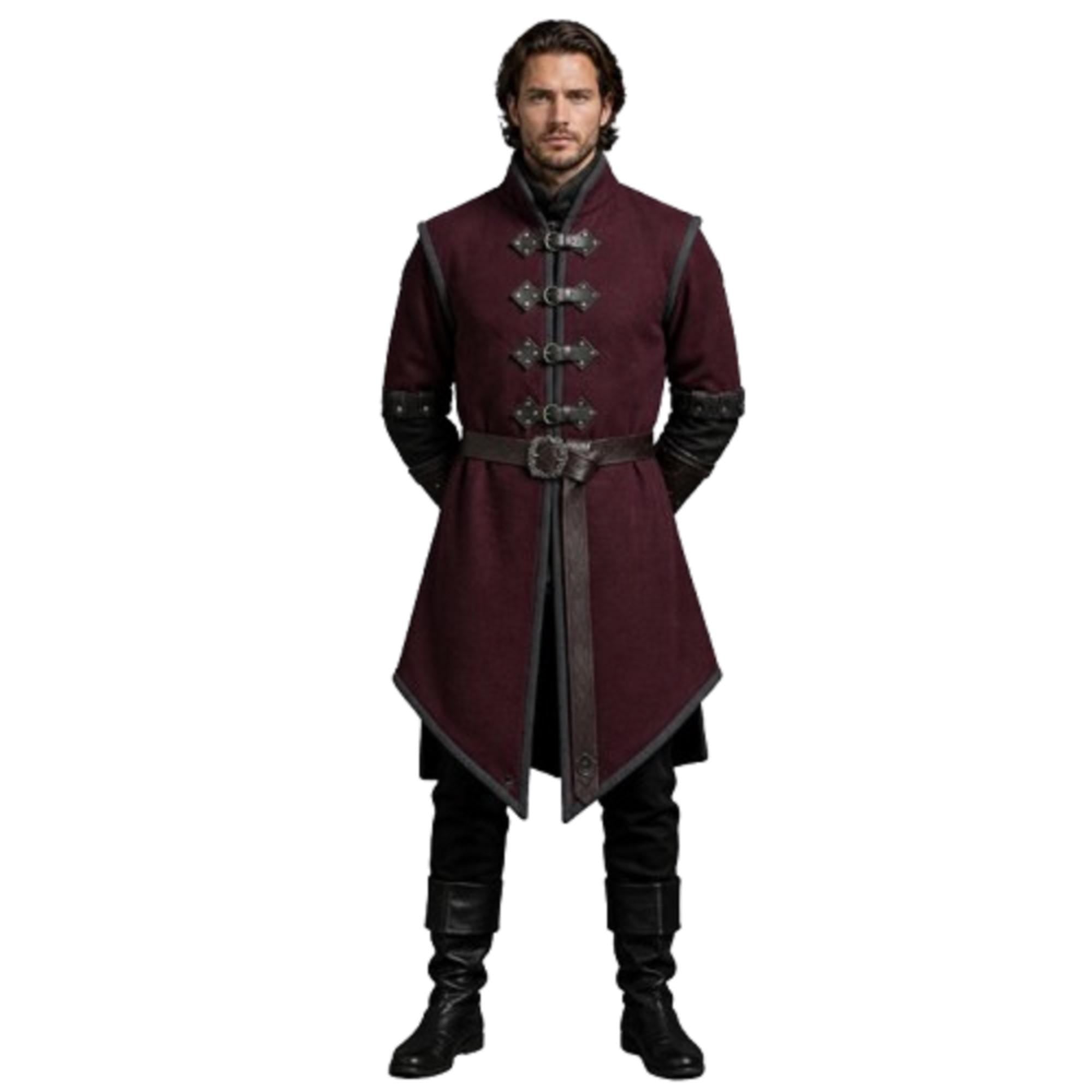 Viking T-Shirt - Green Viking tunic with leather details, Viking tunic for reenactment, LARP, and