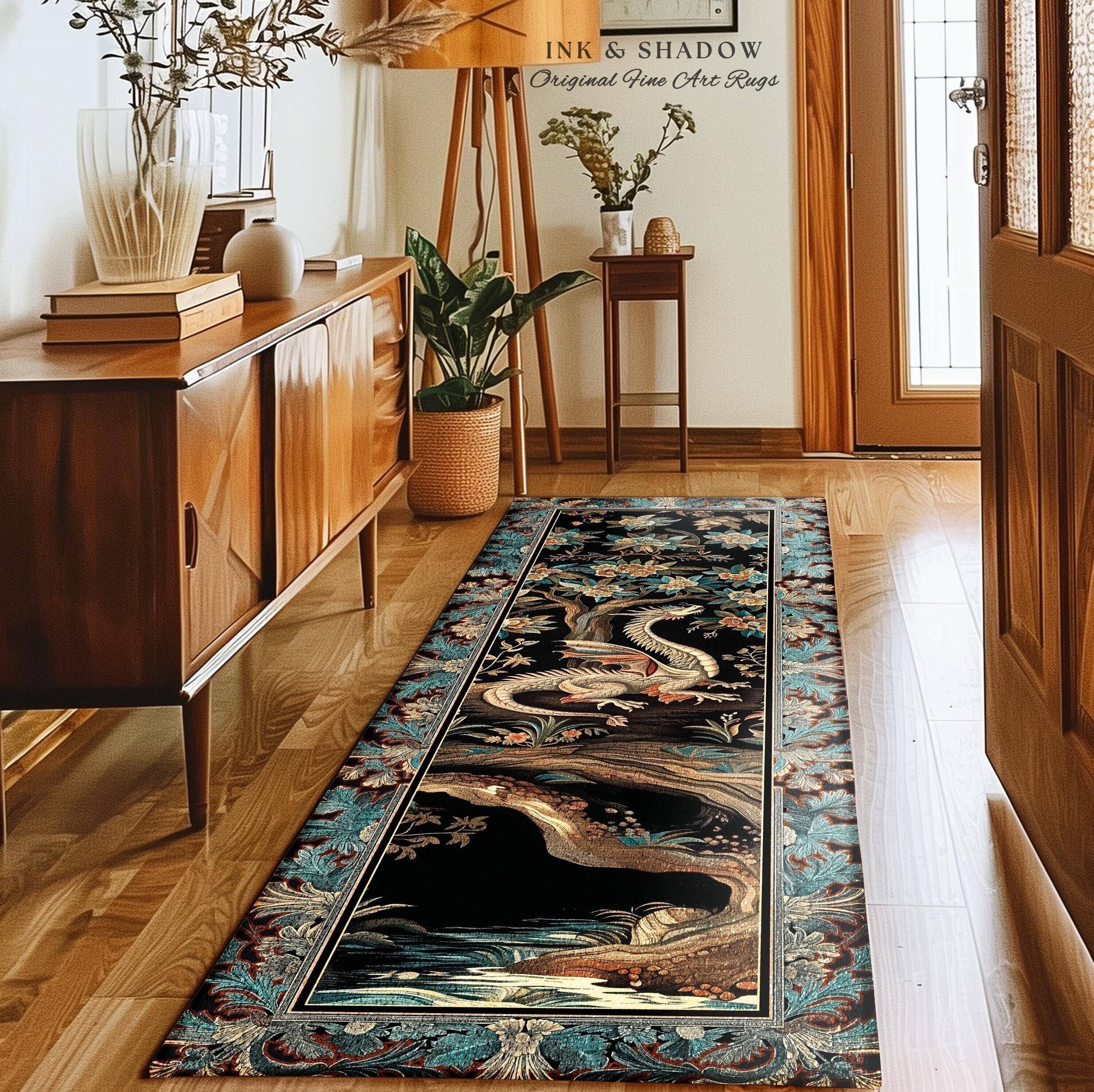Viking Rug - Viking Axe Runner Rug: Blue Celtic Knot Carpet, Nordic Warrior Pattern, Fantasy Decor