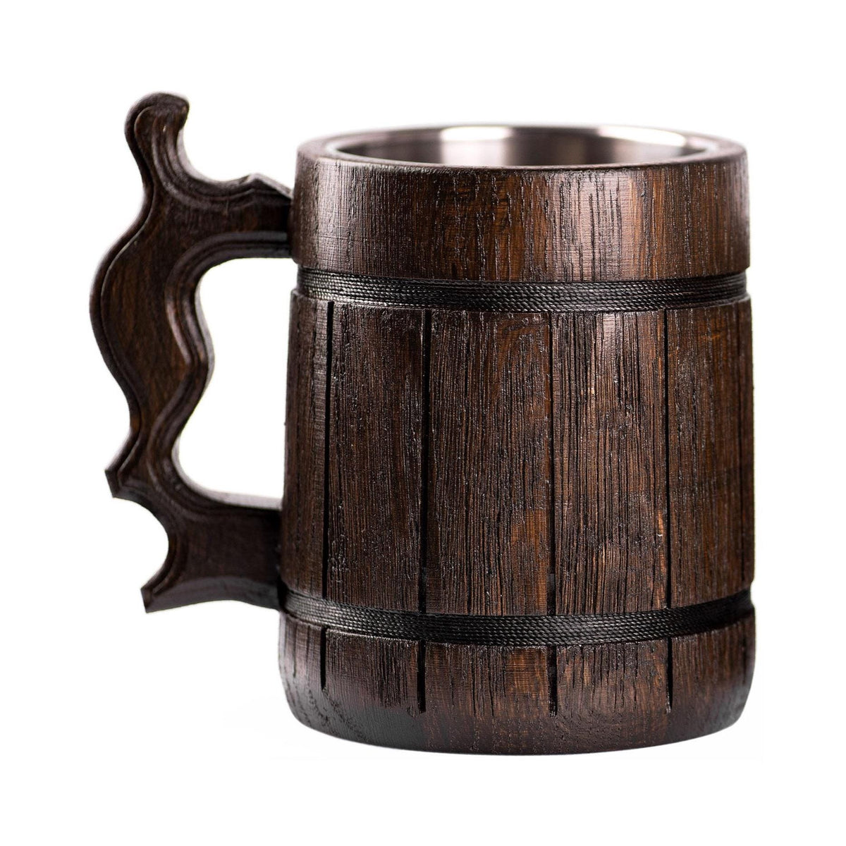 Viking Mug - Handcrafted Wooden Beer Mug: Rustic Viking Tankard with Stainless Steel Lining