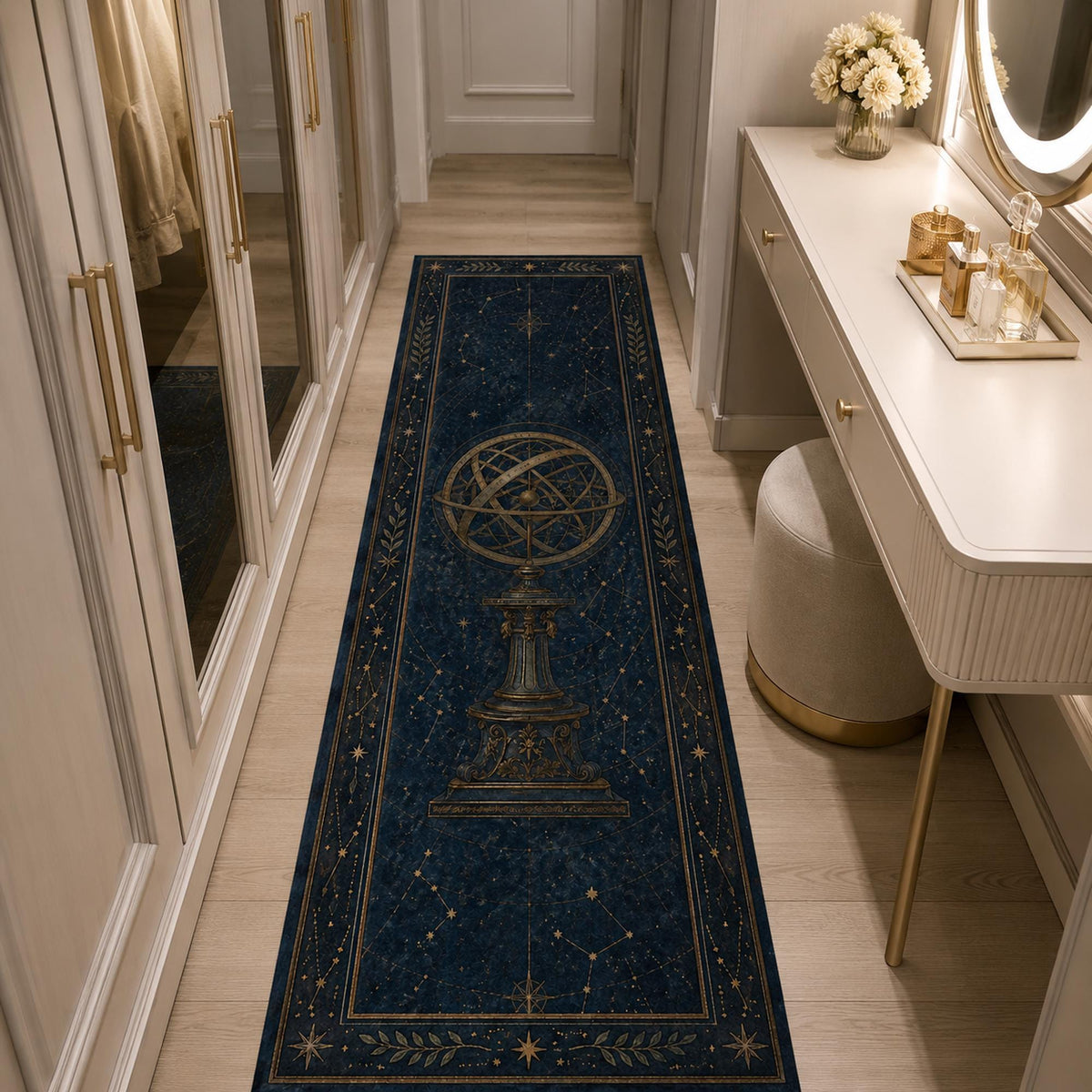 Viking Rug - Viking Axe Runner Rug: Blue Celtic Knot Carpet, Nordic Warrior Pattern, Fantasy Decor