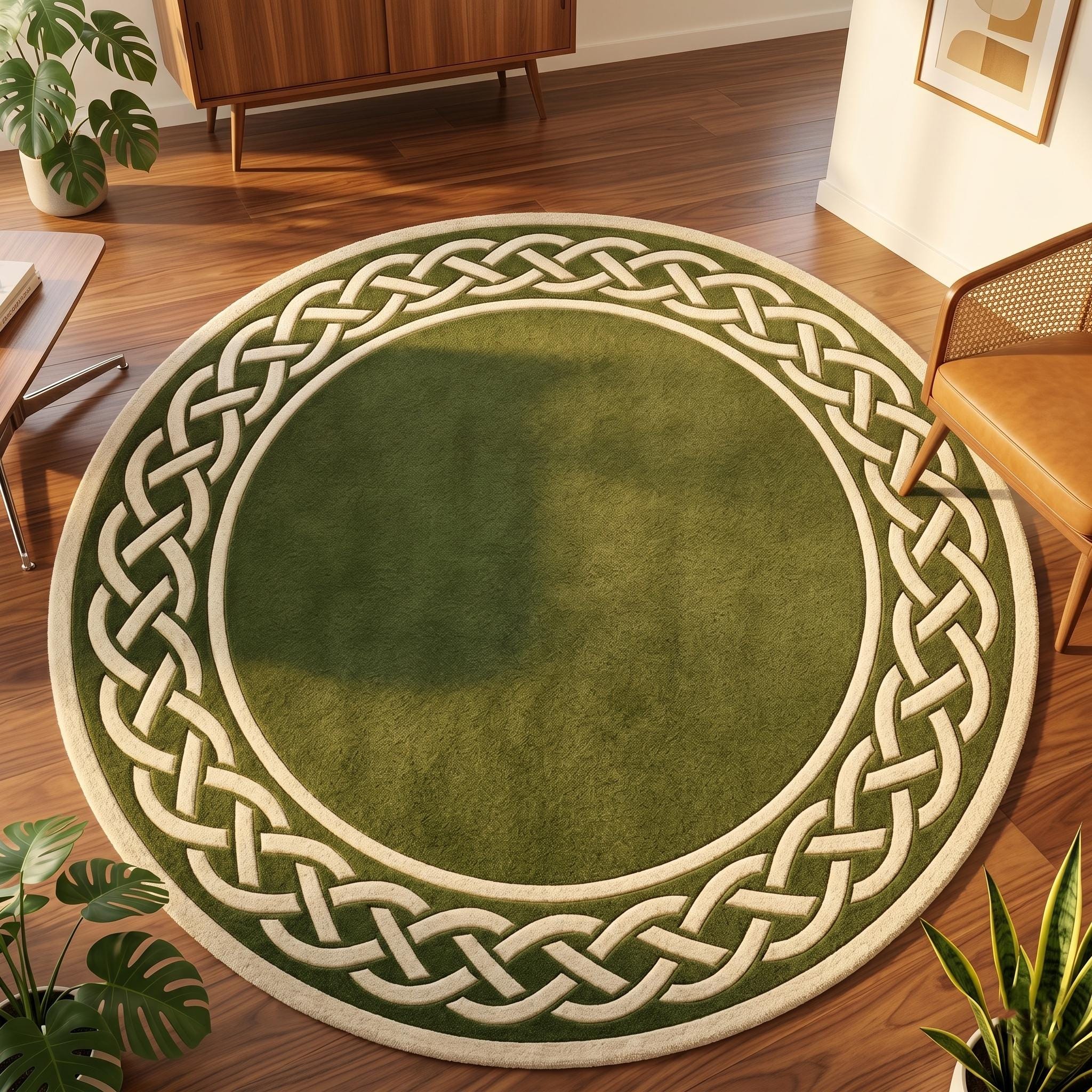 Viking Odin Rug - Viking Round Rug, Norse Mythology Area Rug, Runic Circle Floor Mat, Horn of Odin