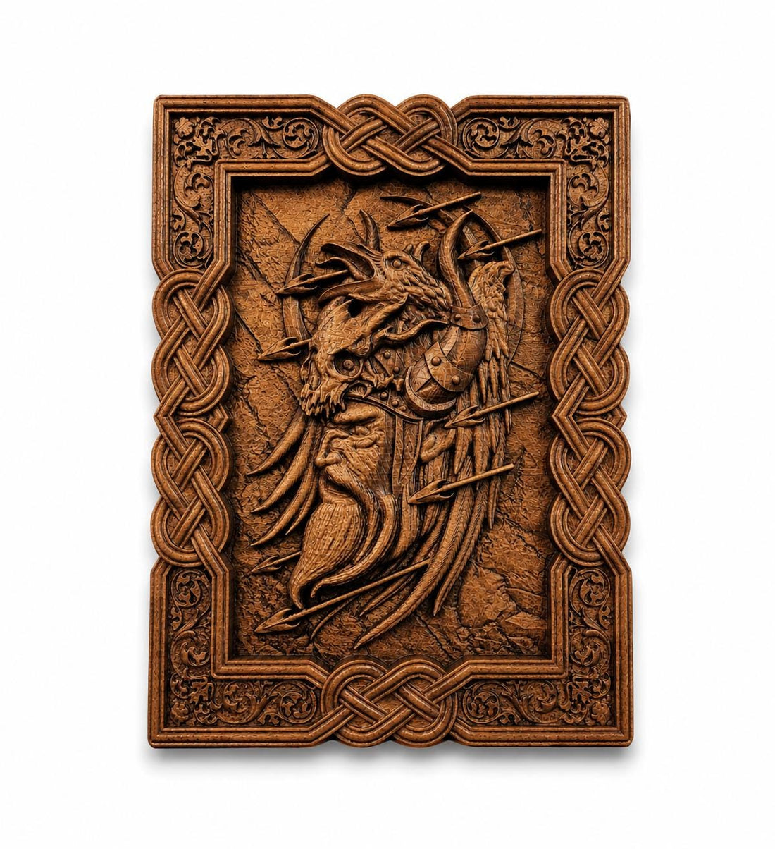 Viking Home Decor - Hand-Carved Viking Warrior Beech Wood Panel – Norse Decor