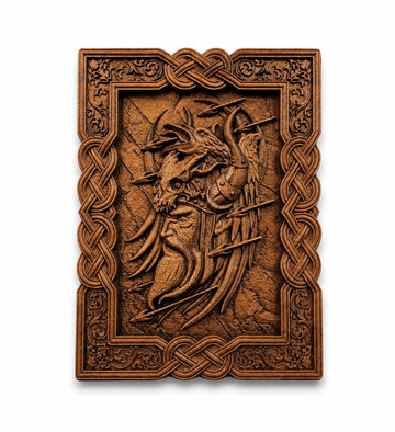 Viking Home Decor - Hand-Carved Viking Warrior Beech Wood Panel – Norse Decor