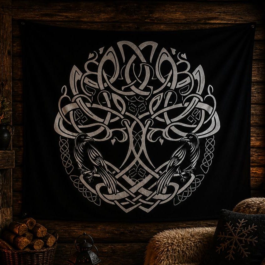Viking Valknut Rug - Viking Decor Area Rug, Valknut Norse Pagan Rug, Scandinavian Design Carpet