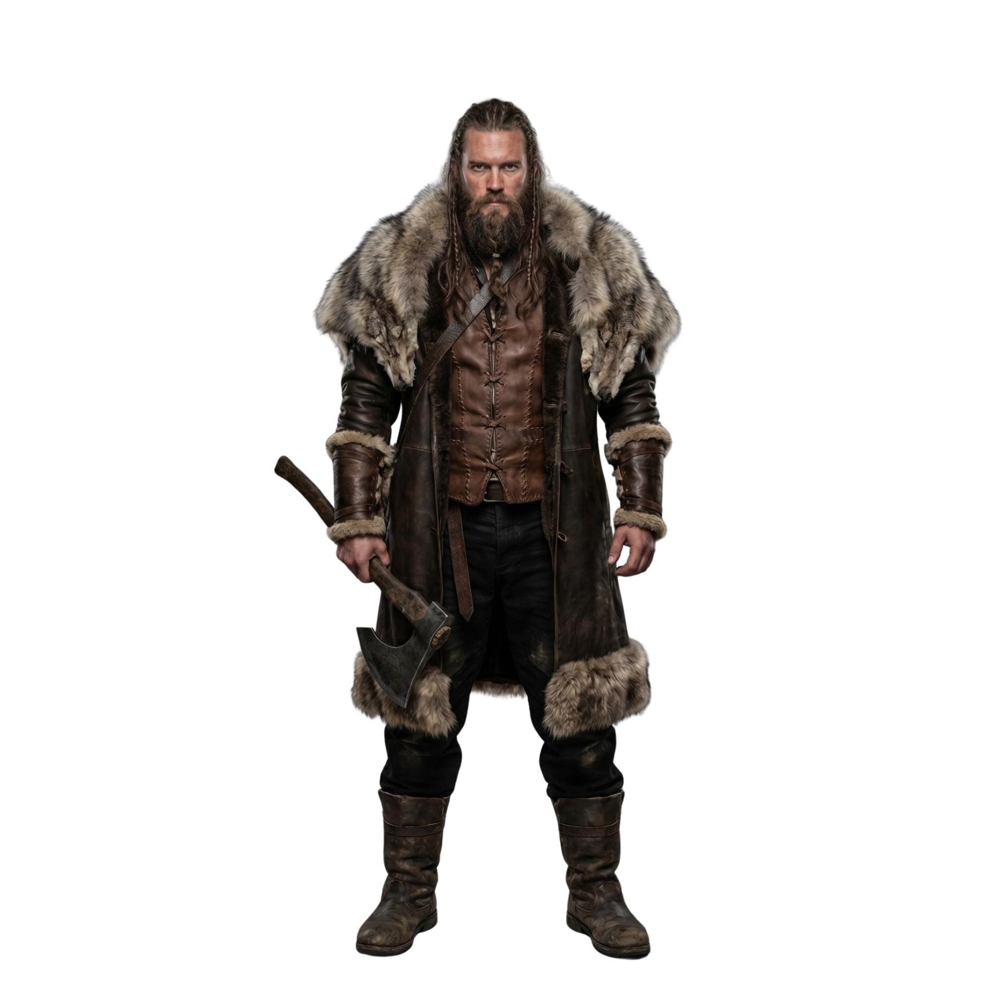 Viking Jacket - Handcrafted Cowhide Medieval Fur Coat: Viking Warrior Costume
