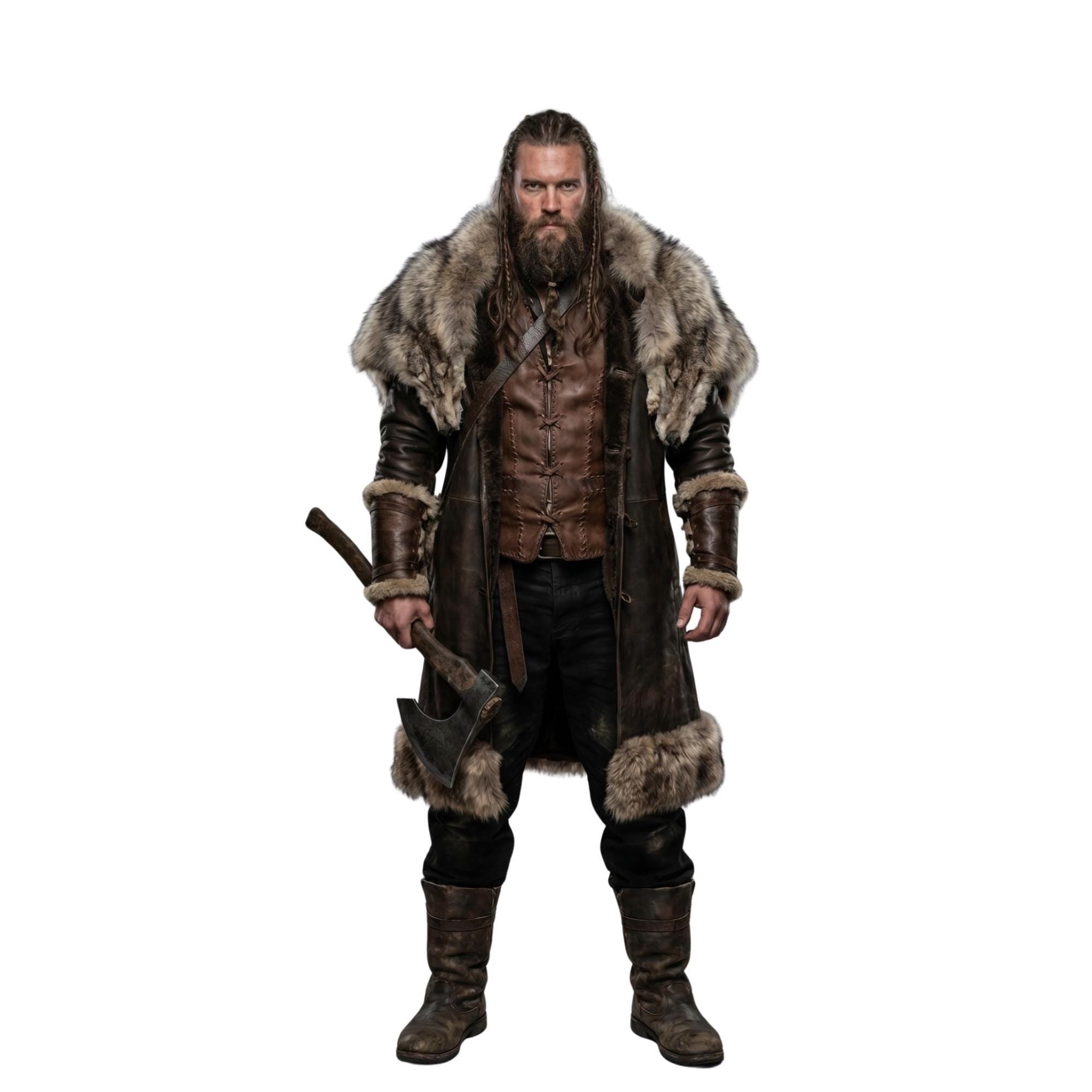 Viking Jacket - Handcrafted Cowhide Medieval Fur Coat: Viking Warrior Costume