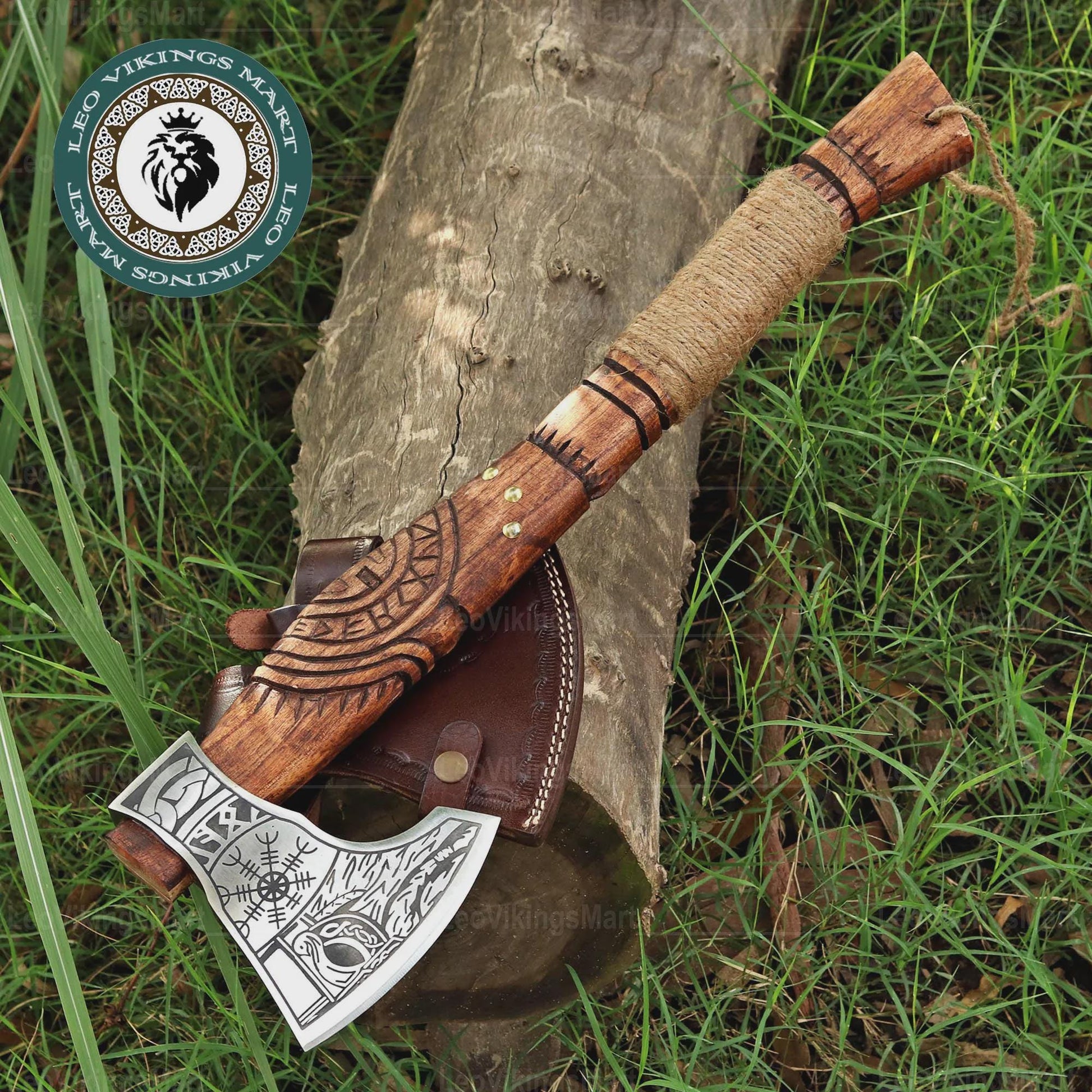 Viking Weapon Replica - Personalized Viking Axe, Hand made Carbon Steel Camping Hatchet With