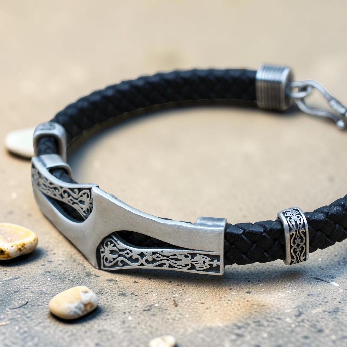 Viking Rune Bracelet - Nordic Viking Vintage Compass Leather Bracelet, Titanium Steel Viking Rune