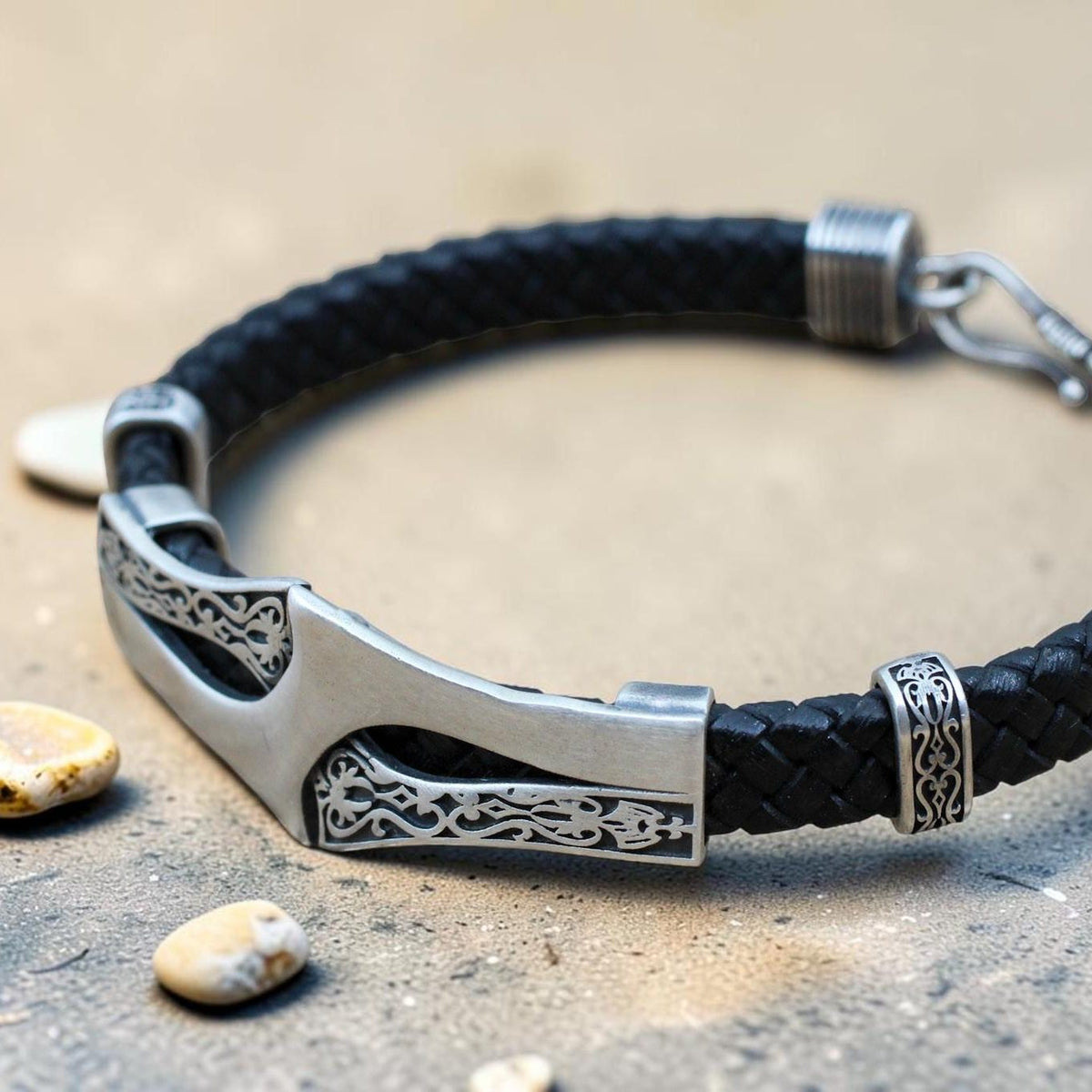 Viking Rune Bracelet - Nordic Viking Vintage Compass Leather Bracelet, Titanium Steel Viking Rune