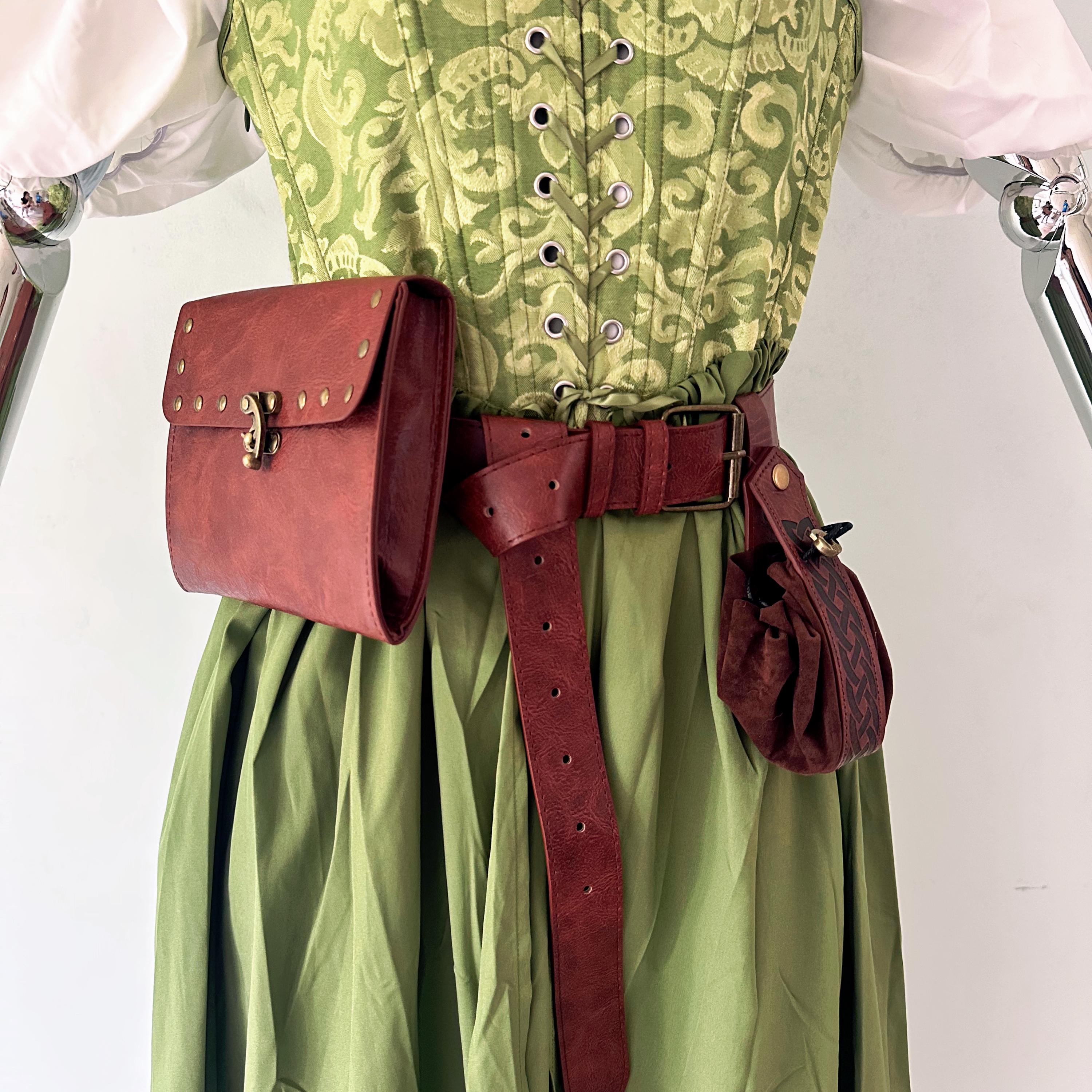 Viking Vegvisir Compass Costume & LARP - 3-Piece Medieval Belt & Pouch Set -Norse Vegvisir Rune