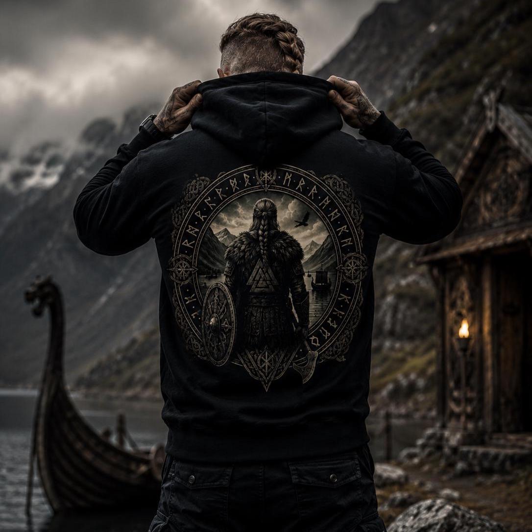 Viking Rune Hoodie - Viking Warrior Hoodie, Norse Mythology Sweatshirt, Nordic Rune Hoodie