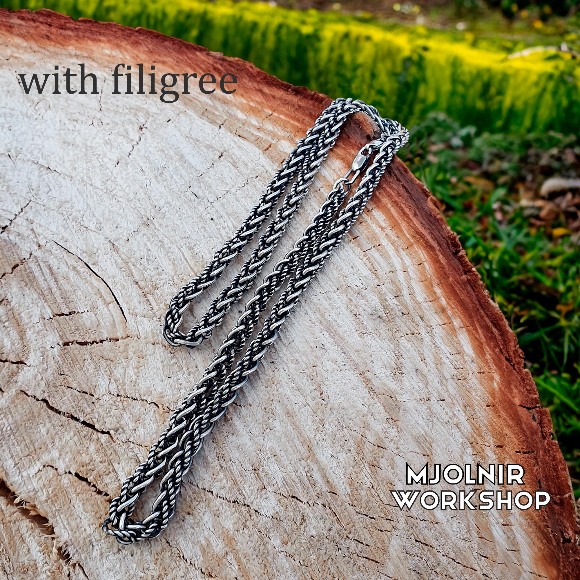 Viking Necklace - Bronze Double-link Viking Chain Necklace - Norse Jewelry