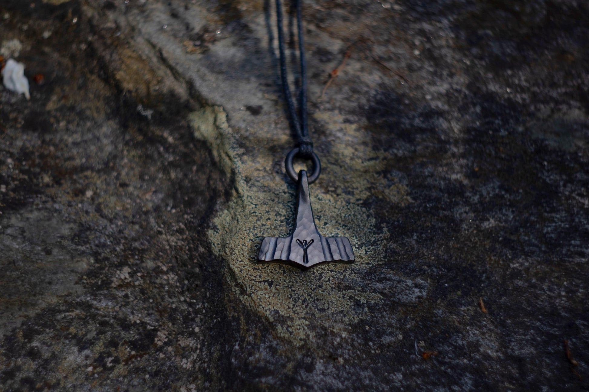 Viking Thor's Hammer Necklace - Forged Black Iron Small Thor's Hammer Pendant, Available with
