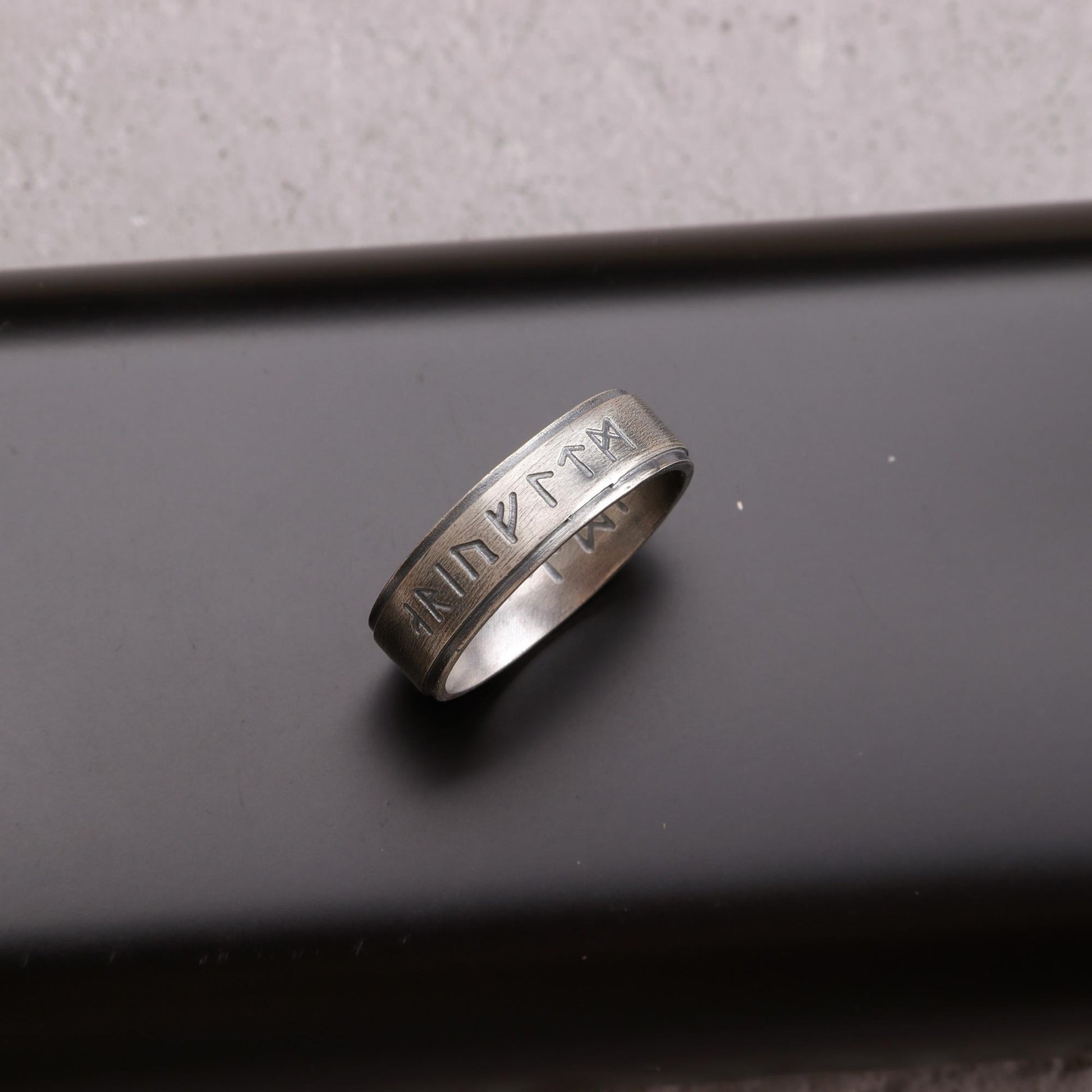 Viking Rune Ring - Personalized Silver Viking Rune Ring for Men, Engraved Norse Fidget Band, Nordic