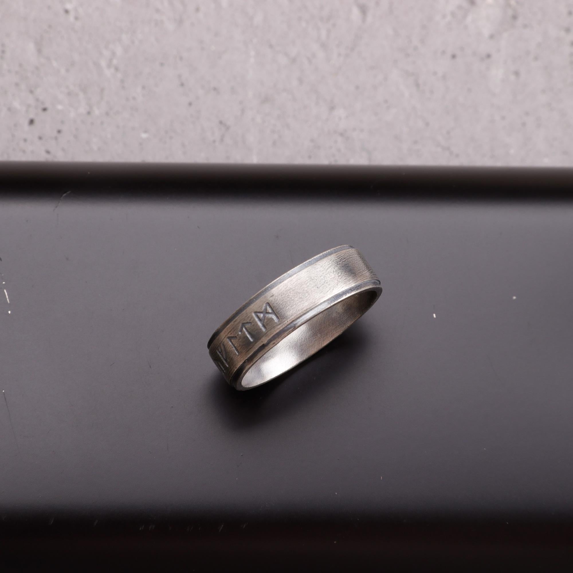 Viking Rune Ring - Personalized Silver Viking Rune Ring for Men, Engraved Norse Fidget Band, Nordic