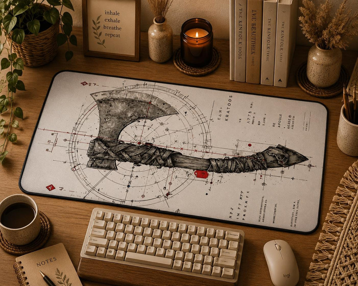 Viking Rune Leather Accessory - Personalized Norse Mythology Desk Mat, Ethnic Norse Name In Viking