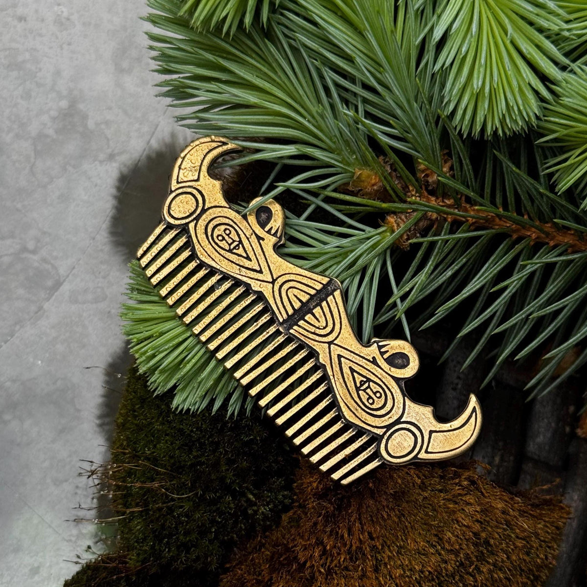 Viking Leather Accessory - Viking ship Beard comb EDC Nordic jewelry Viking Gifts for Him
