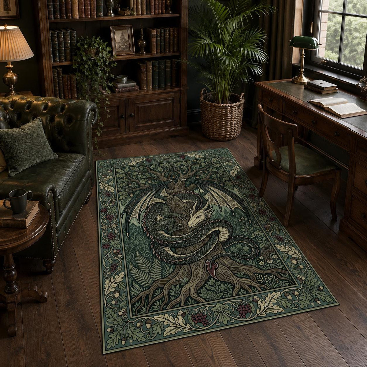 Viking Rug - Viking Dragon Knotwork Rug, Norse Mythology, Celtic Serpent Warrior (40x60cm)
