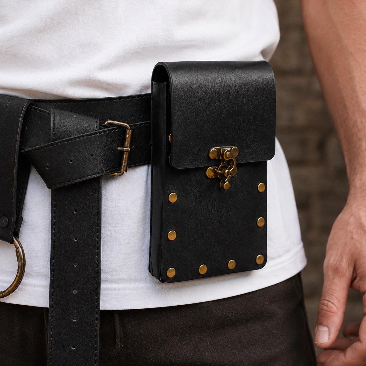 Viking Costume & LARP - Medieval Belt with Pouches for Men, Viking Leather Waist Bag Set