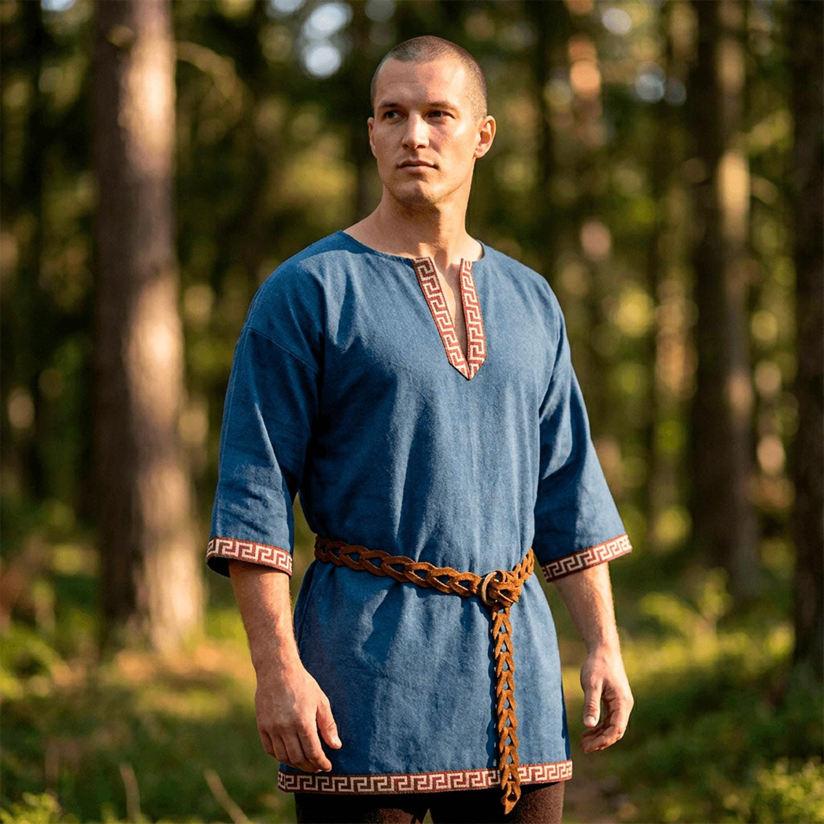 Viking T-Shirt - Embroidered Viking Tunic: Pure Lambs wool with cotton Lining, Reenactment Garb