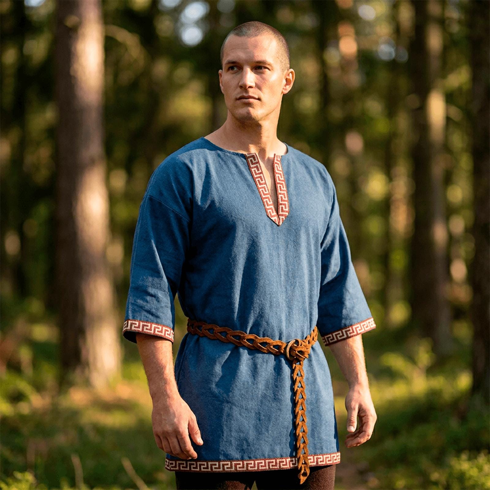 Viking T-Shirt - Embroidered Viking Tunic: Pure Lambs wool with cotton Lining, Reenactment Garb