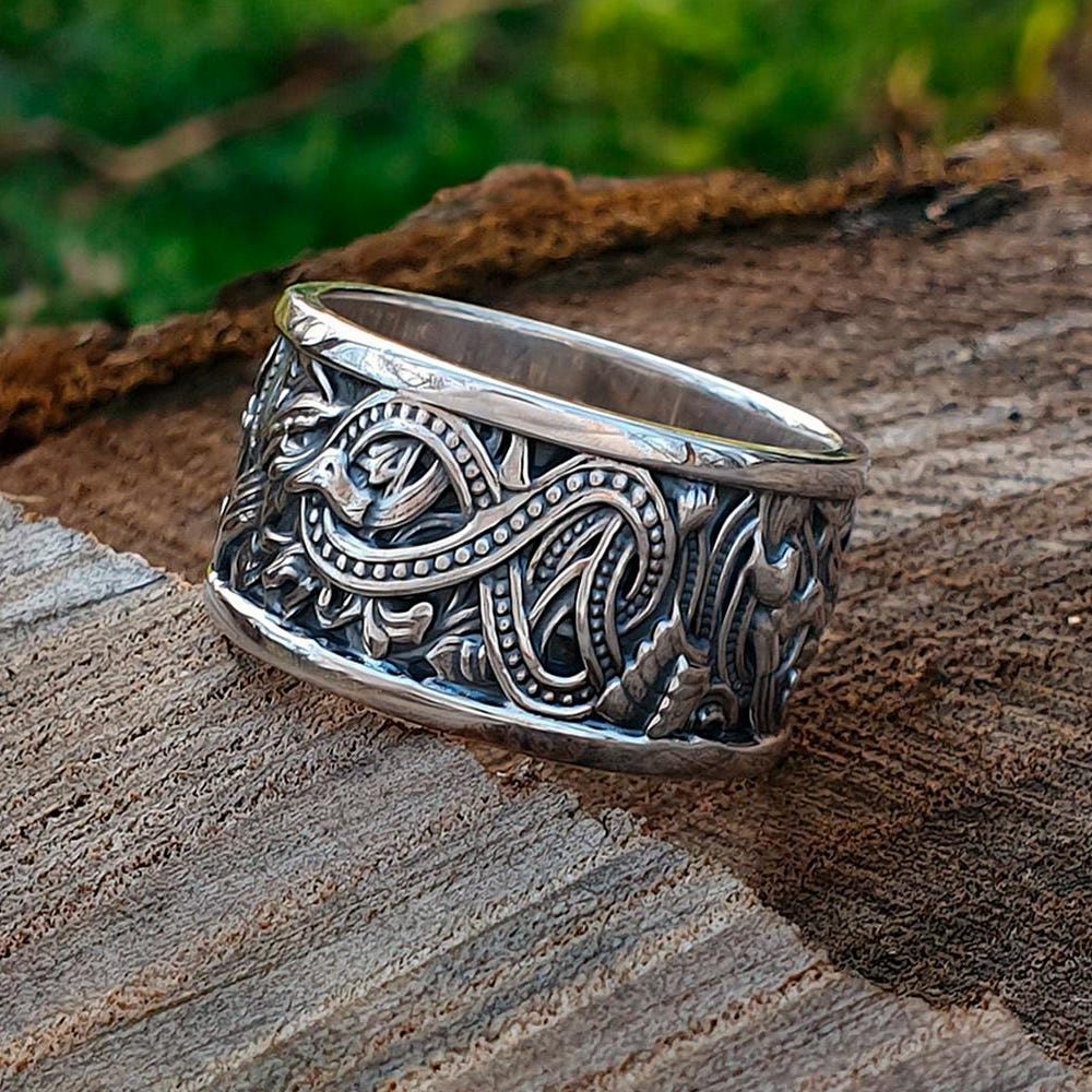 Viking Ring: Bronze Norse Band With Borgund Stave Church Design