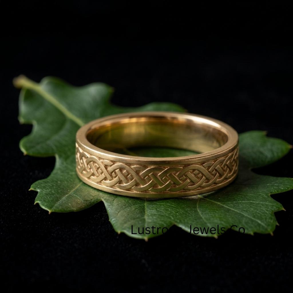 Viking Ring - Handcrafted Norse Gold Ring with Ornament, Ancient Norse Jewelry Reconstruction