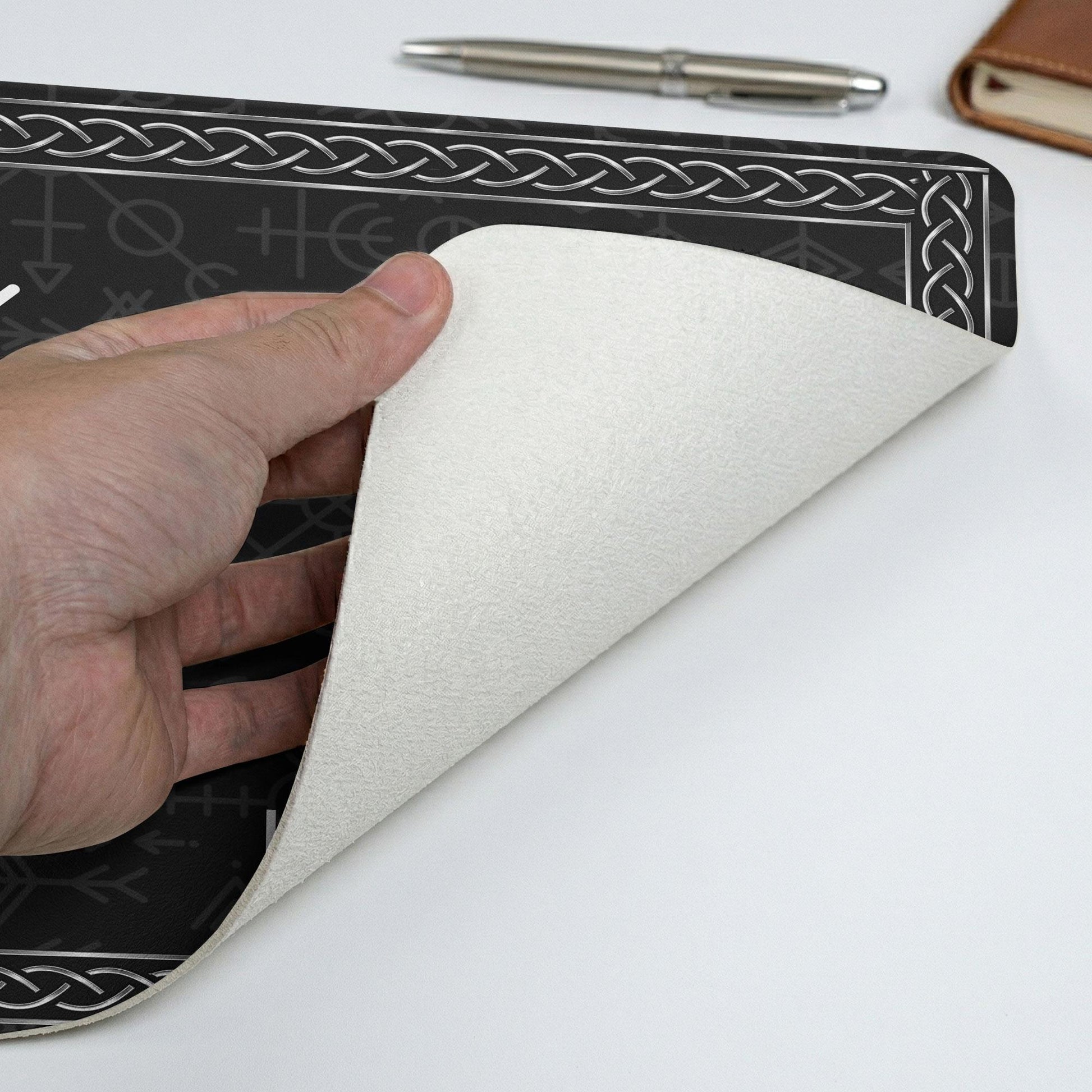 Viking Rune Leather Accessory - Personalized Ethnic Norse Viking Leather Desk Mat, Norse Mytholog